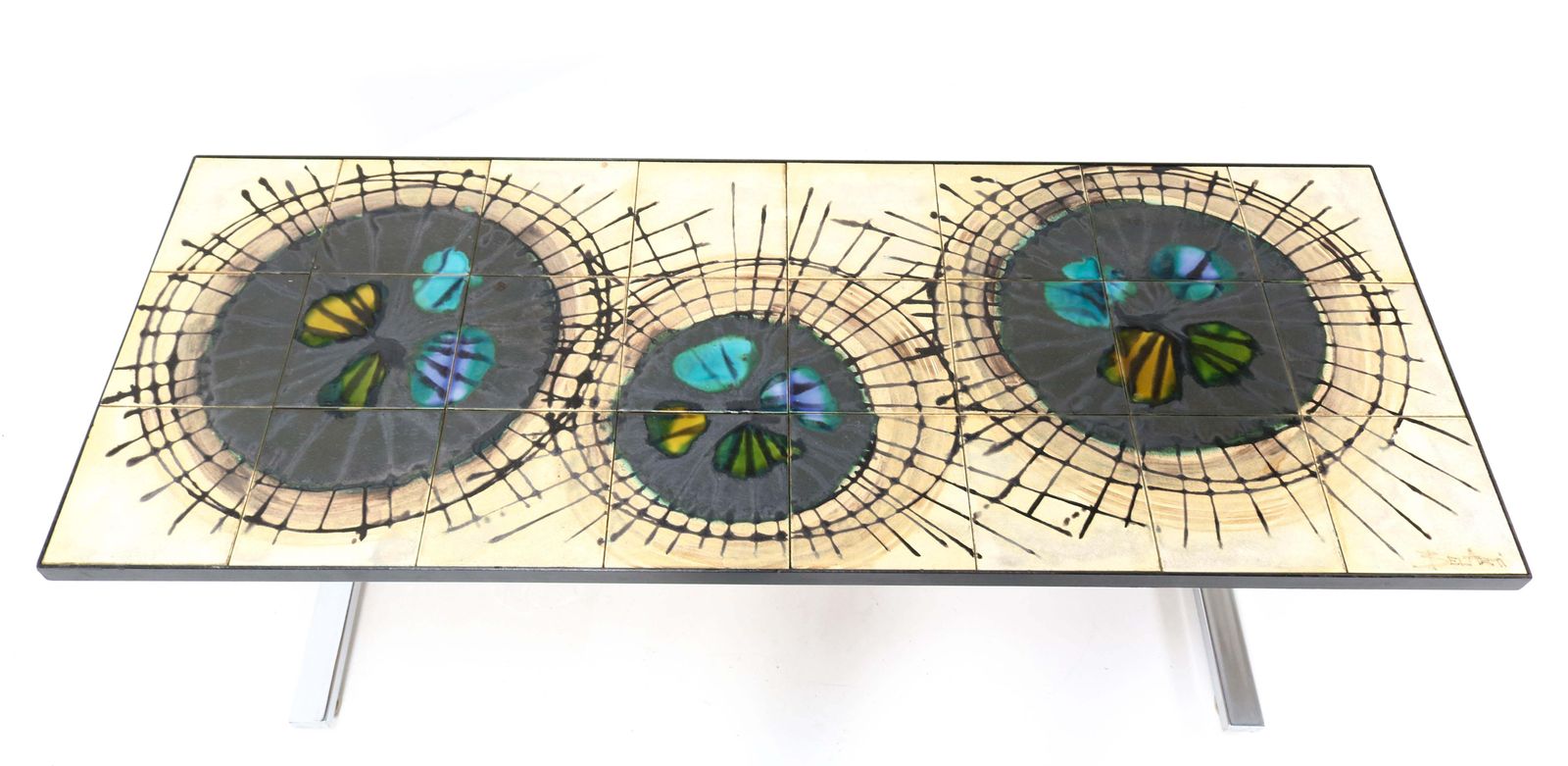Furniture Belgium Mid Century Modern Ceramic Coffee Table By Juliette Belarti, 1960s photo