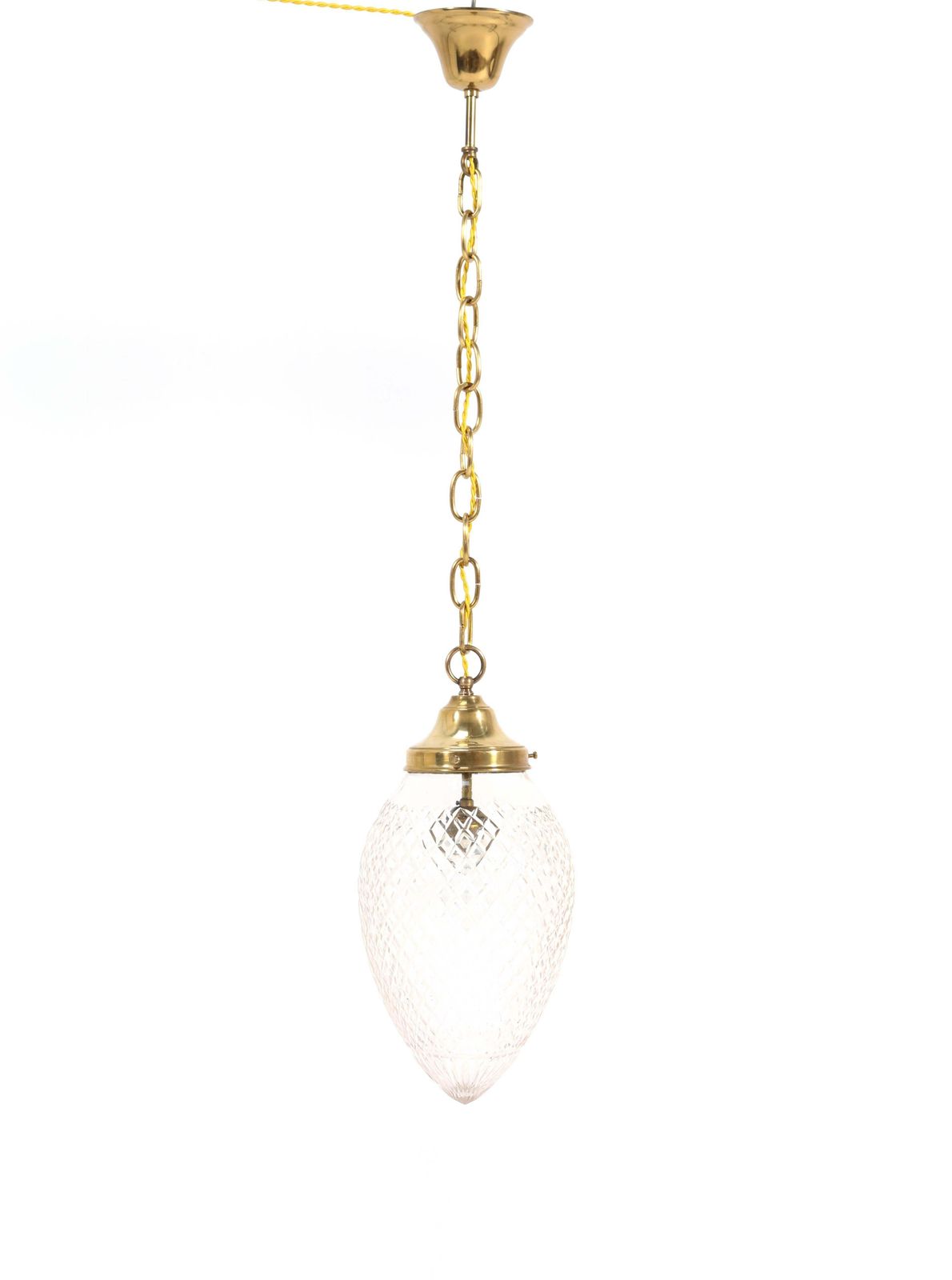 Brass French Art Nouveau Hall Light Or Pendant With Beveled Glass, 1915 photo furniture
