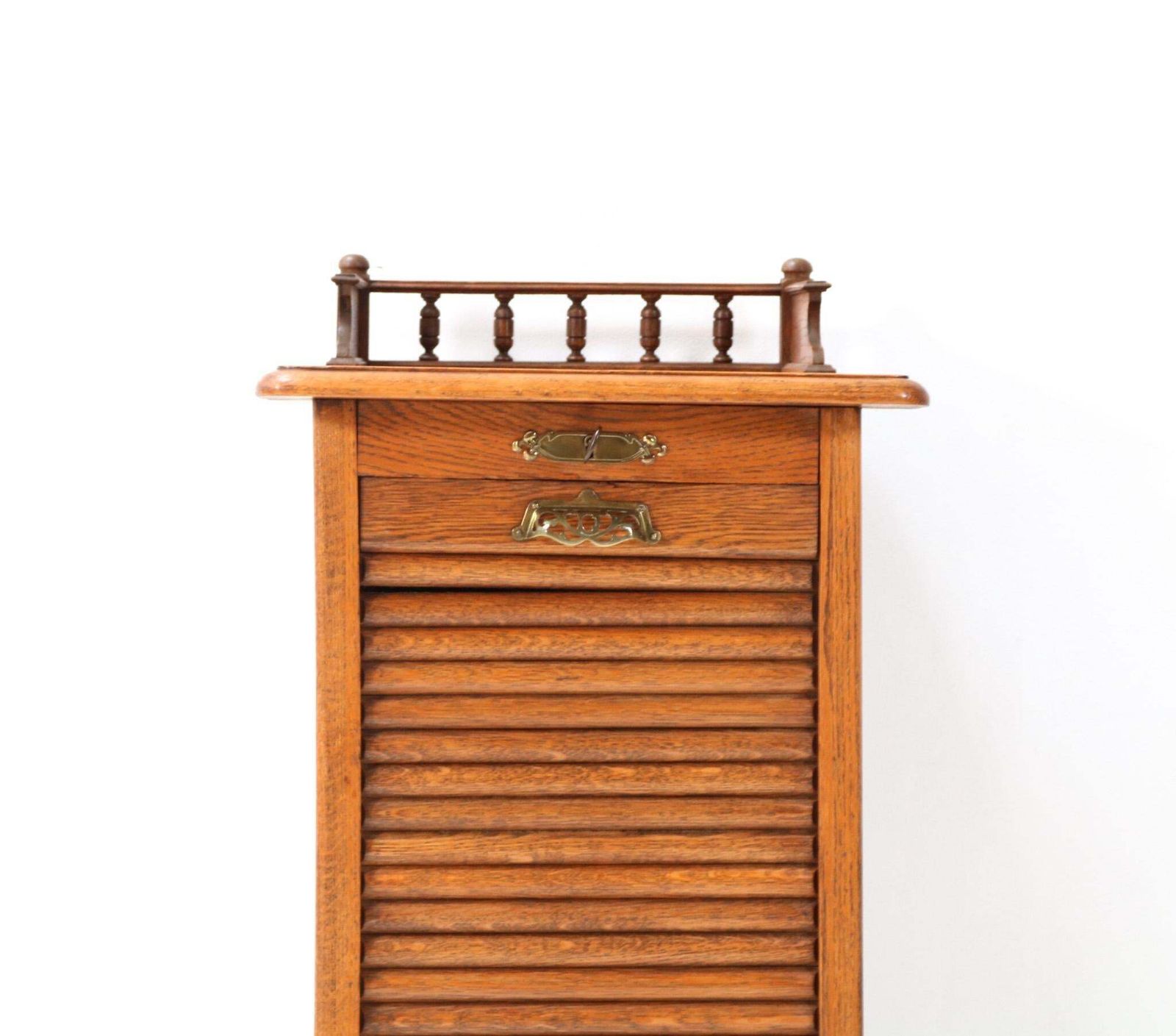 photo furniture Oak Art Nouveau File Cabinet With Roll Top Door, 1900s