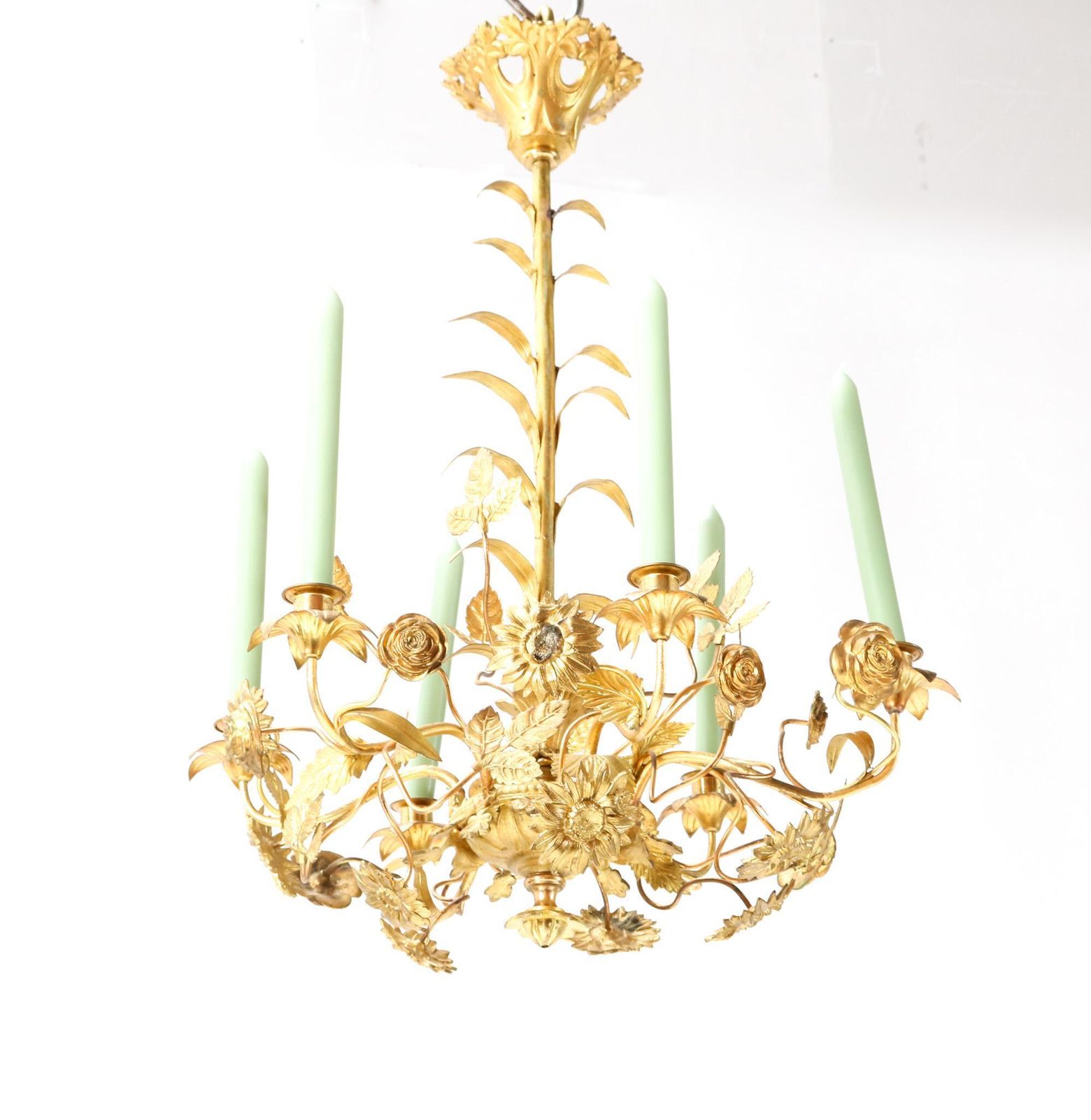 Gilt Brass Art Nouveau Chandelier, 1900s photo furniture