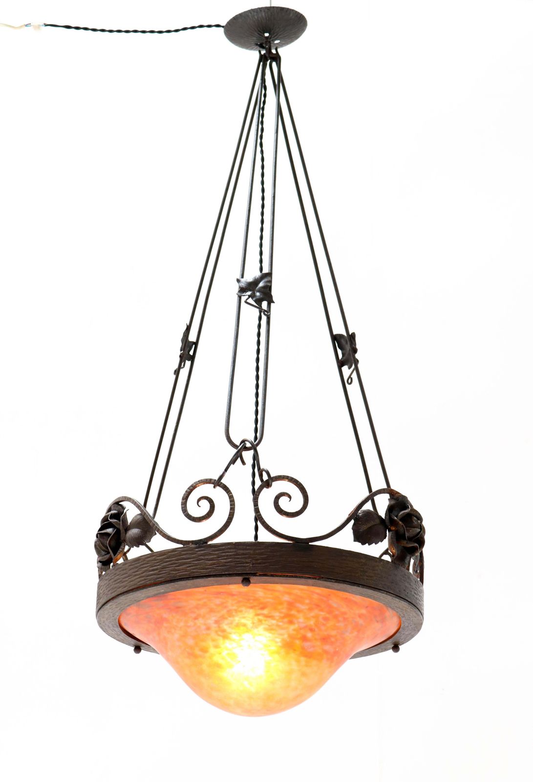 French Art Nouveau Chandelier By Muller Frères Lunéville, 1900s photo Lighting