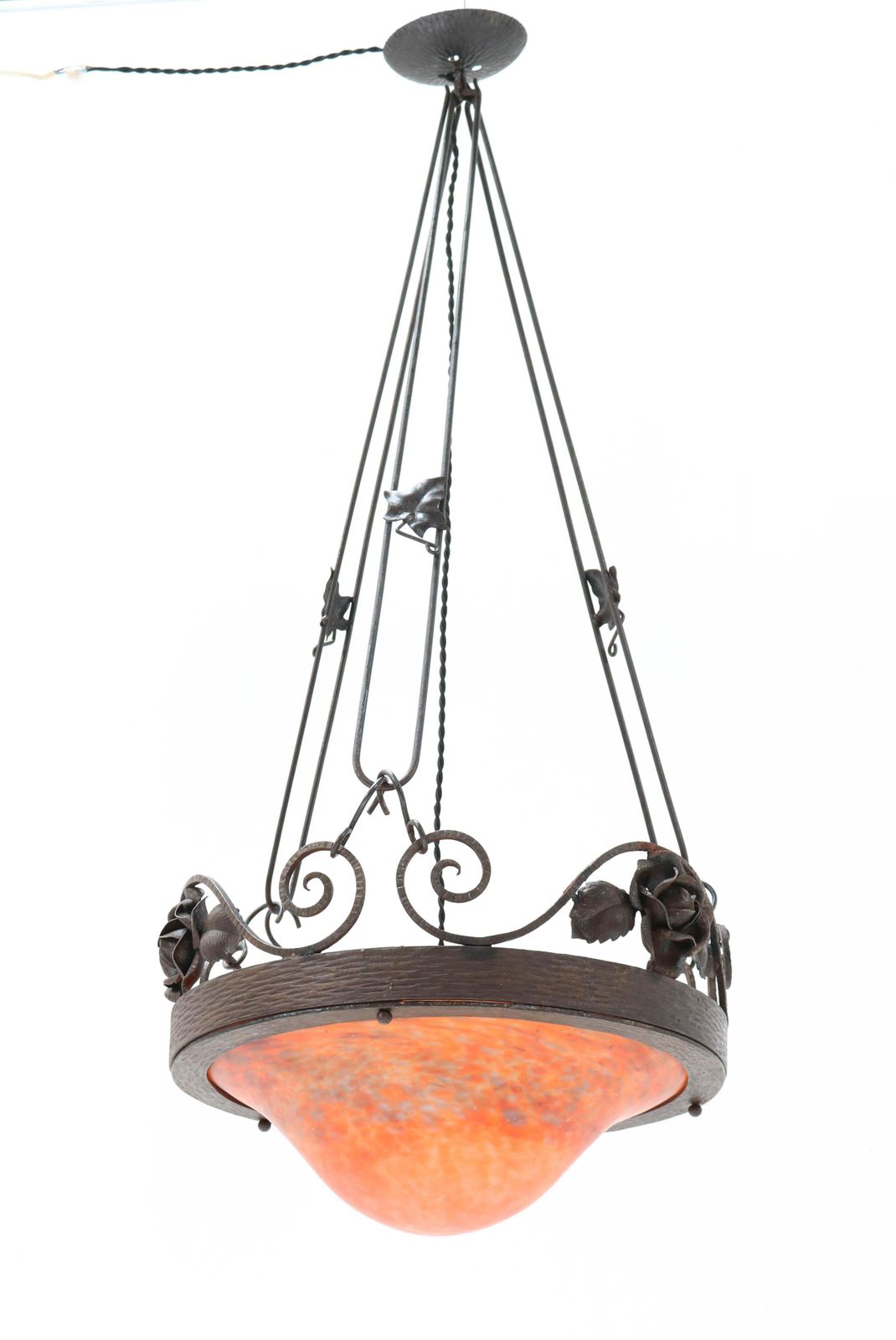 French Art Nouveau Chandelier By Muller Frères Lunéville, 1900s photo buy