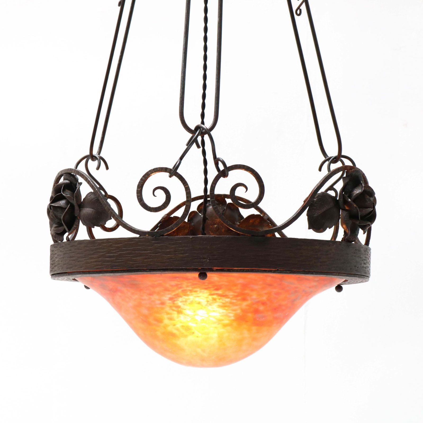photo for sale French Art Nouveau Chandelier By Muller Frères Lunéville, 1900s