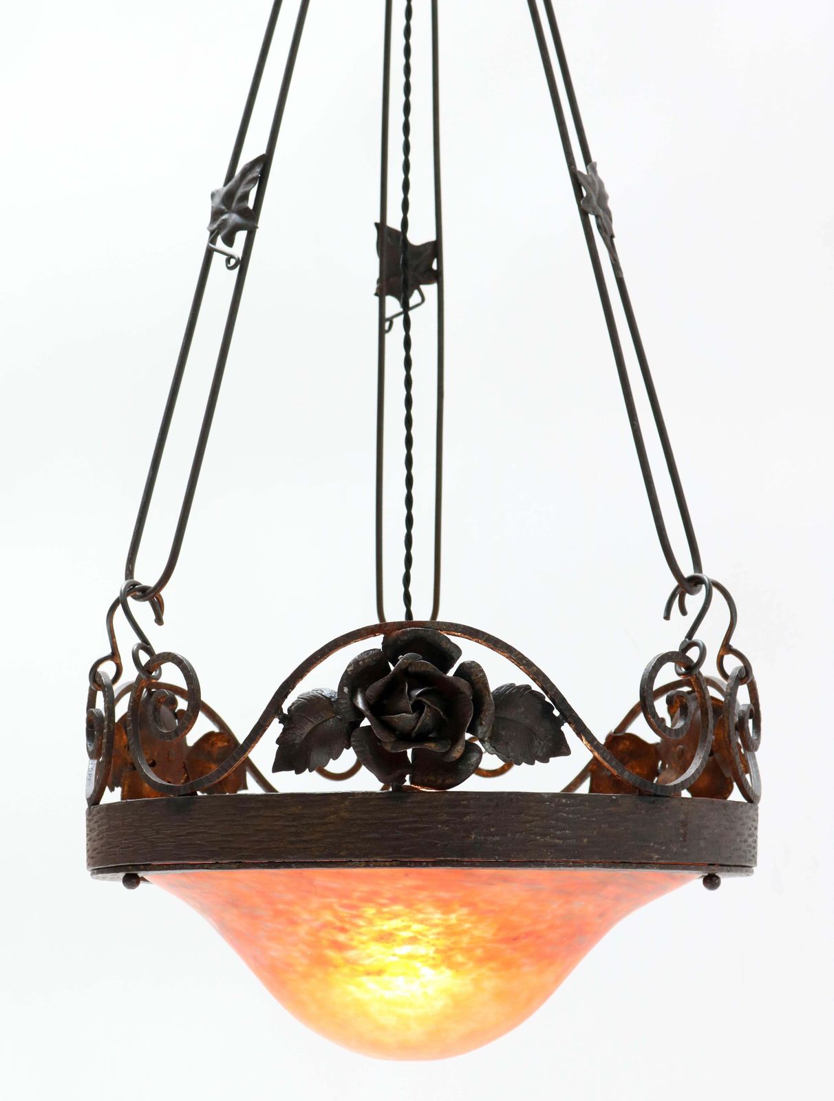 Lighting French Art Nouveau Chandelier By Muller Frères Lunéville, 1900s photo