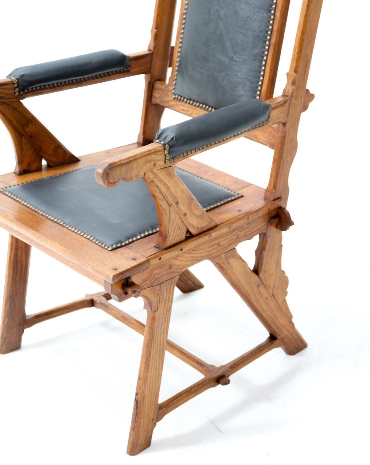 Furniture Oak Arts & Crafts Art Nouveau High Back Armchair By H.P. Berlage, 1900s photo