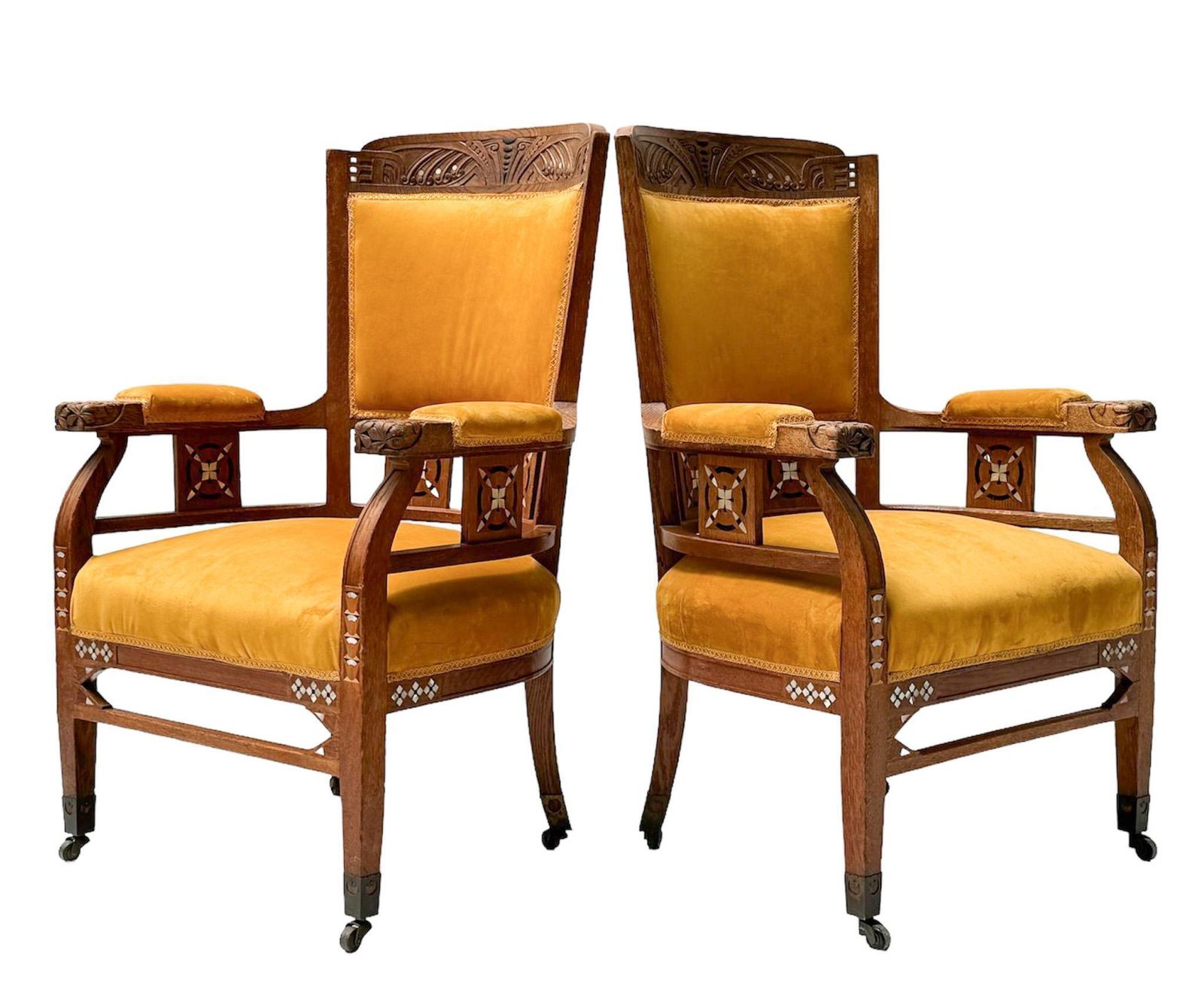 Art Nouveau Arts & Crafts Armchairs By H.F. Jansen & Zonen Amsterdam photo for sale