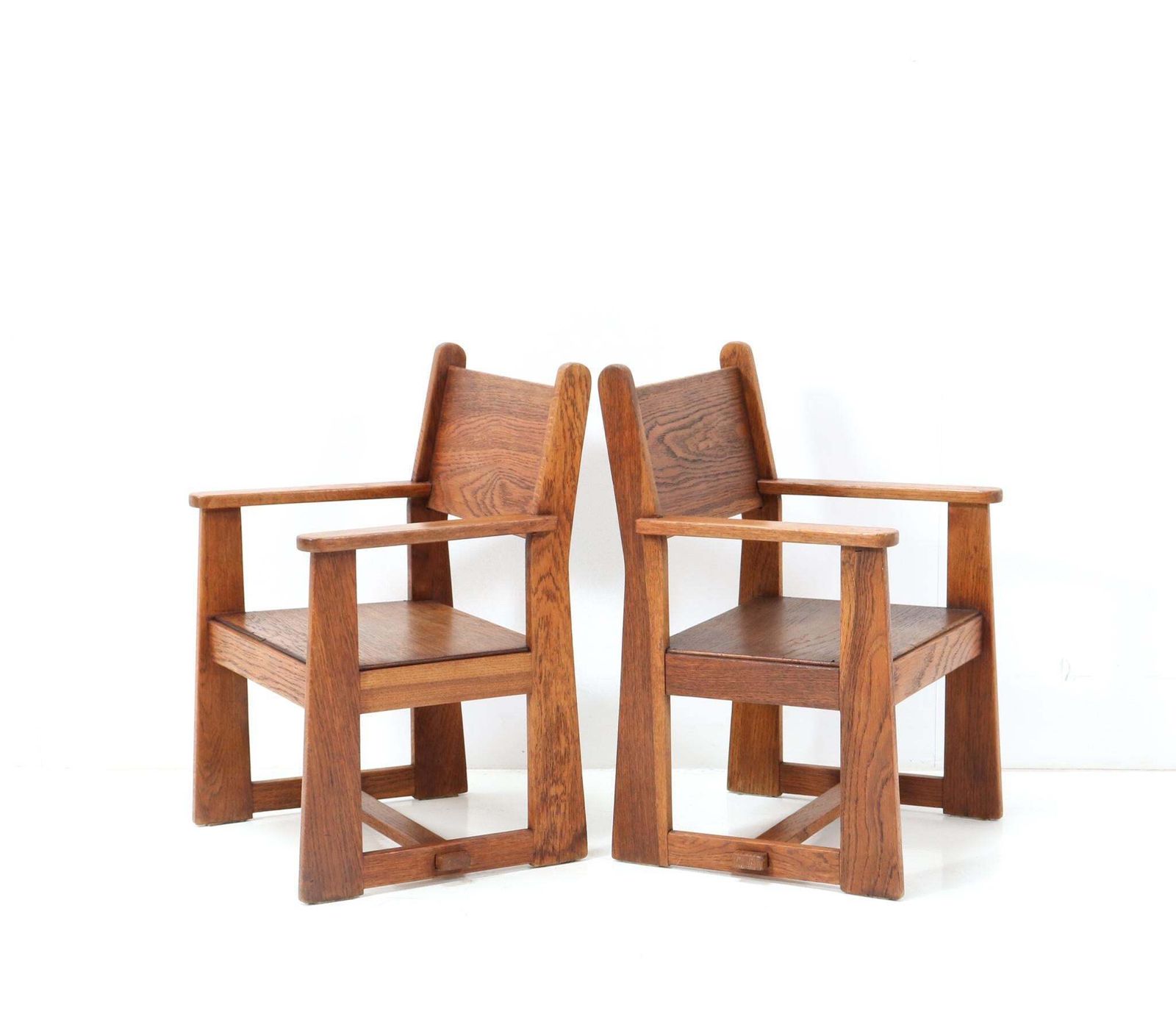 Two Art Deco Modernist Children's Armchairs By Jan Wils For Eik En Linden, 1918 photo Furniture