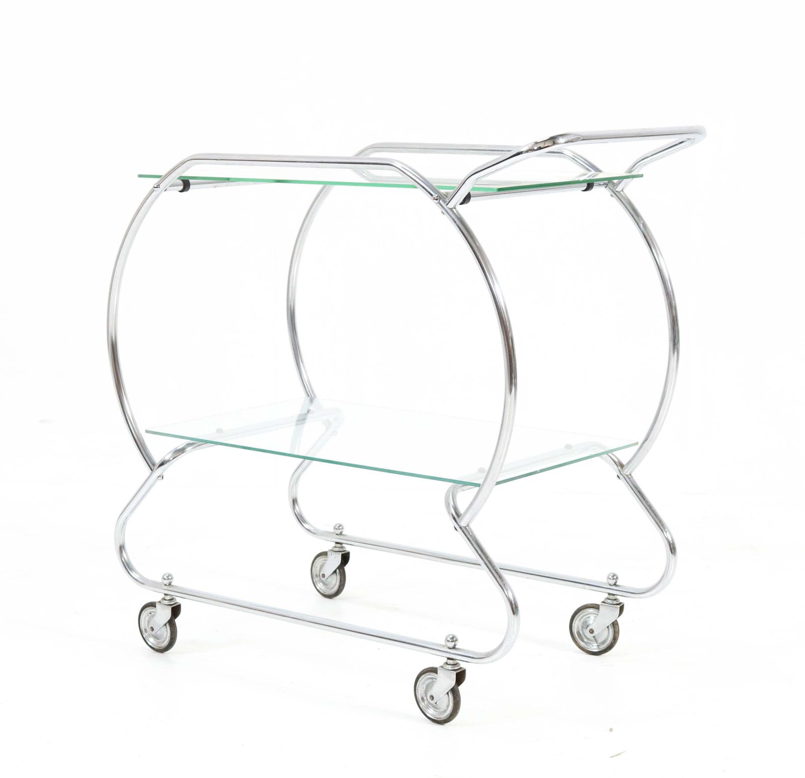 photo for sale Nickel Plated Brass Art Deco Serving Trolley, 1930s