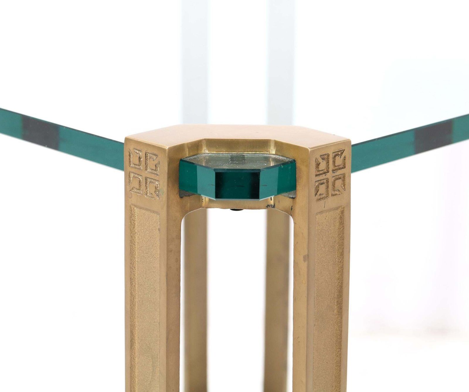 photo for sale Hollywood Regency Bronze Square Side Table By Peter Ghyczy For Ghyczy, 1970s