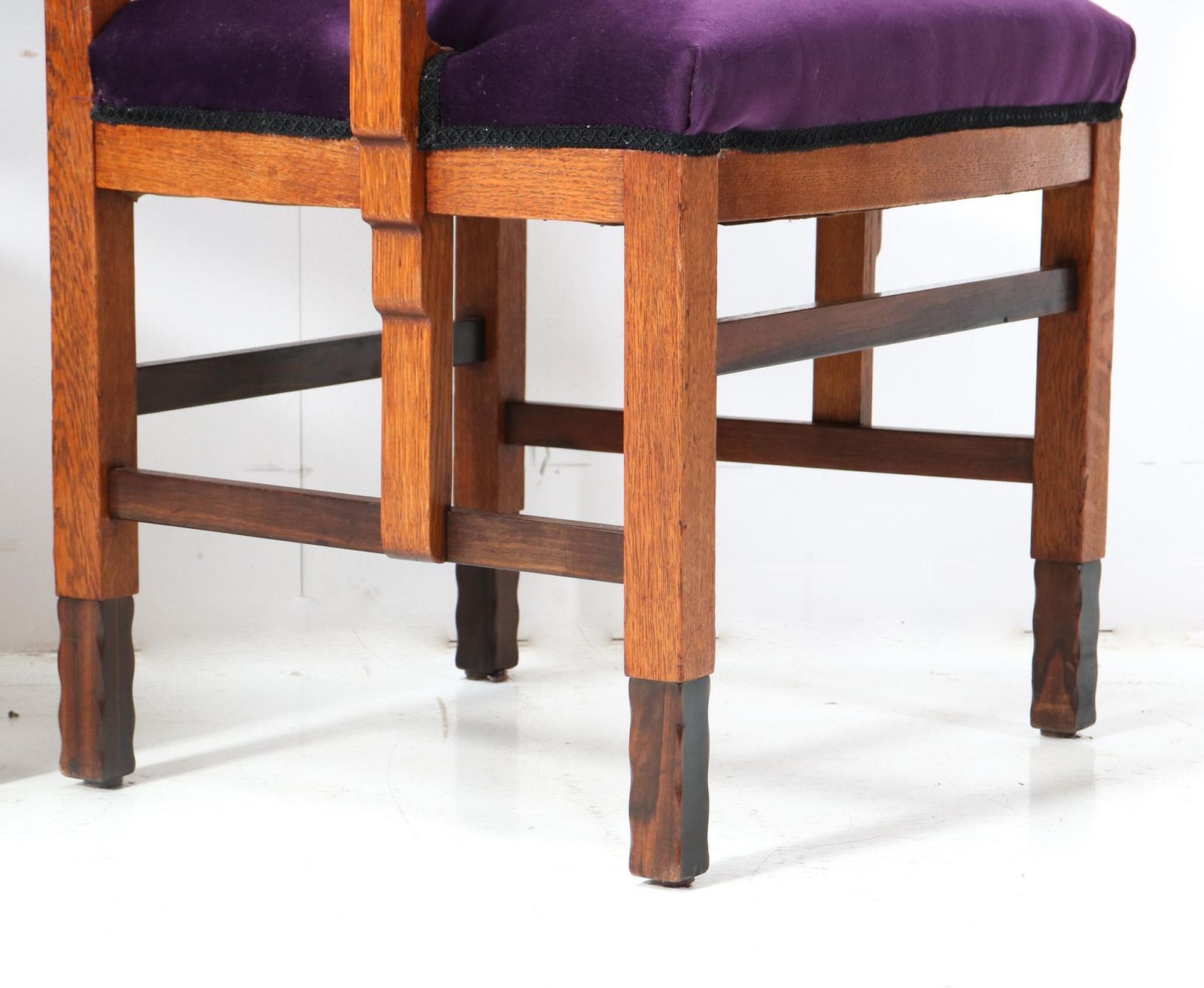 Two Oak Art Deco Amsterdamse School Armchairs, 1920s photo vintage