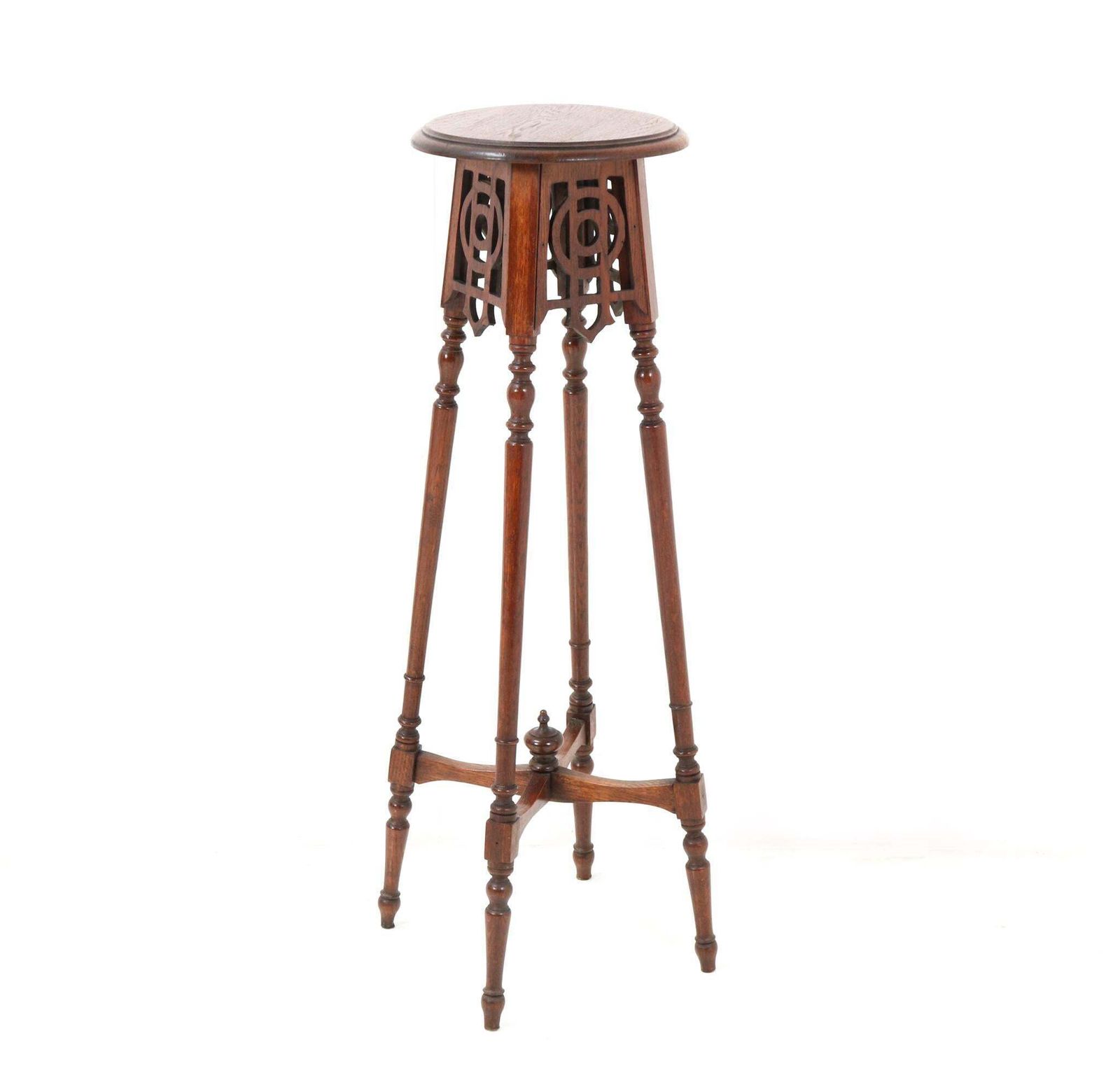Oak Art Nouveau Pedestal Table Or Plant Stand, 1900s photo furniture