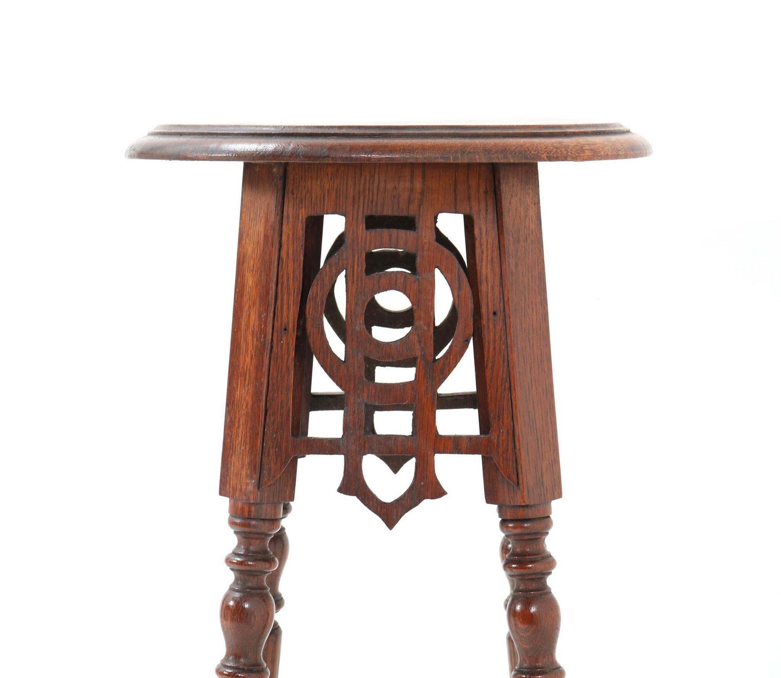 Oak Art Nouveau Pedestal Table Or Plant Stand, 1900s photo vinterior