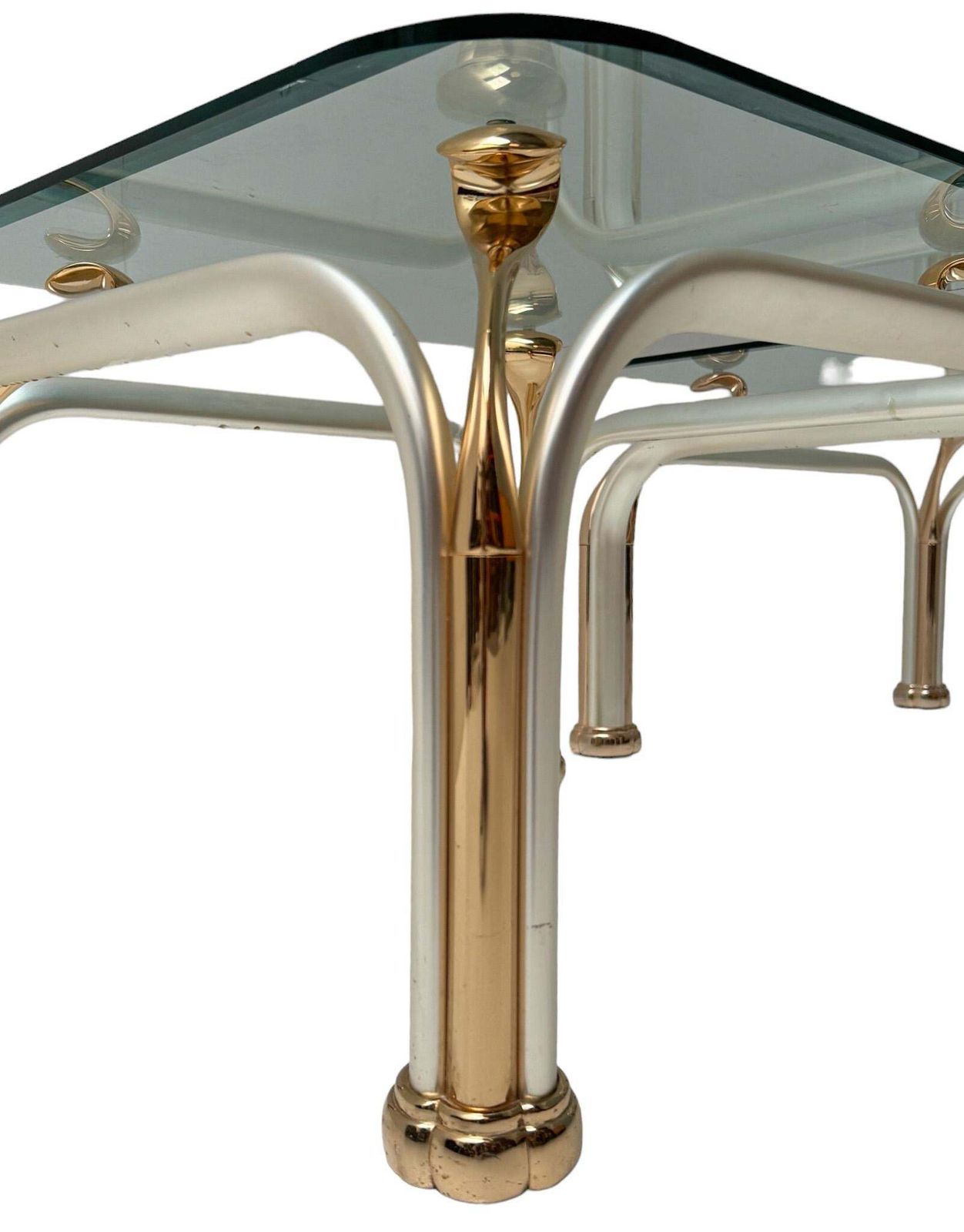 Two Hollywood Regency Side Tables With Original Beveled Glass Tops, 1980s photo buy