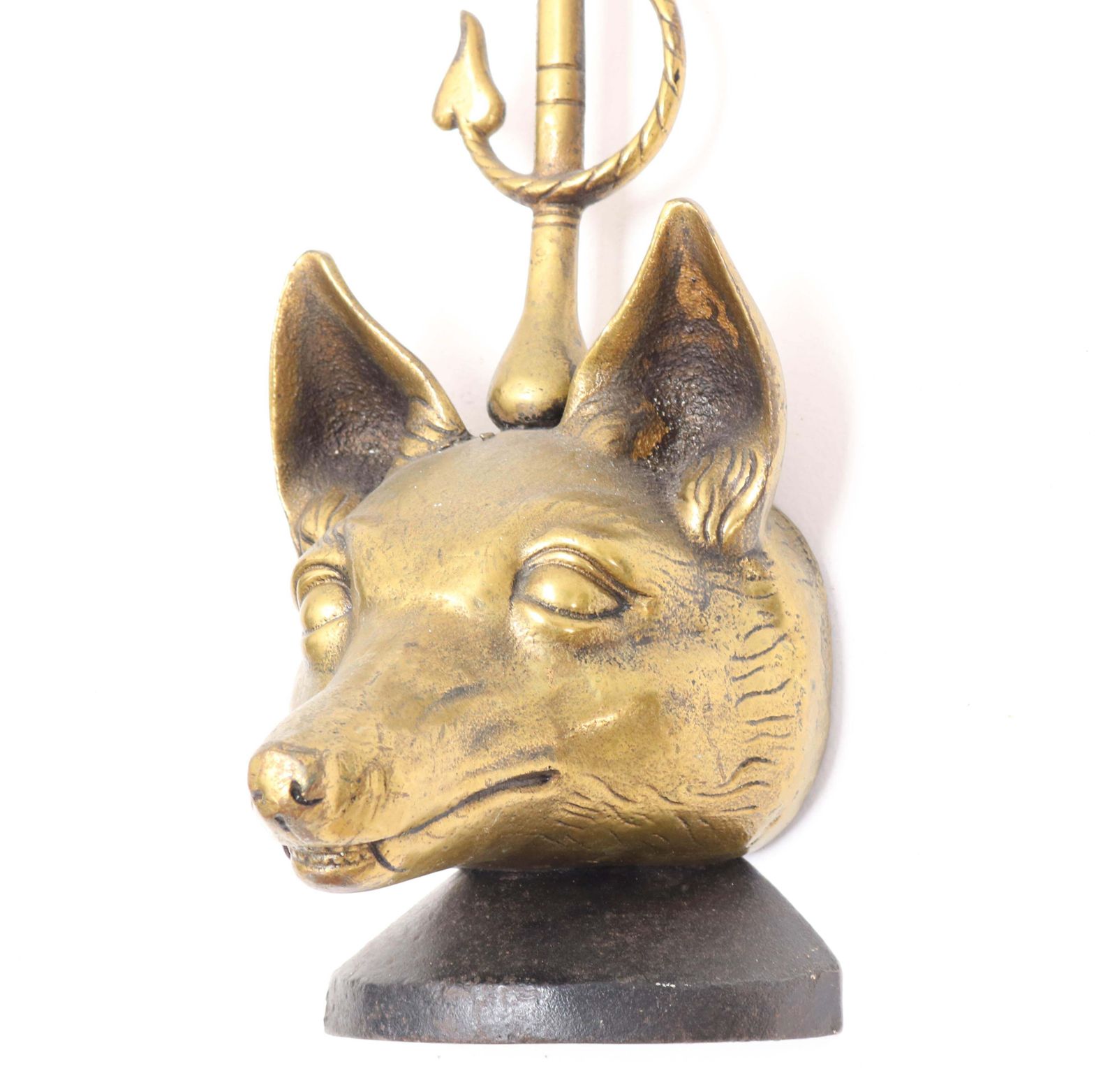 Brass And Iron English Fox Head Door Stop By Peerage, 1920s photo buy