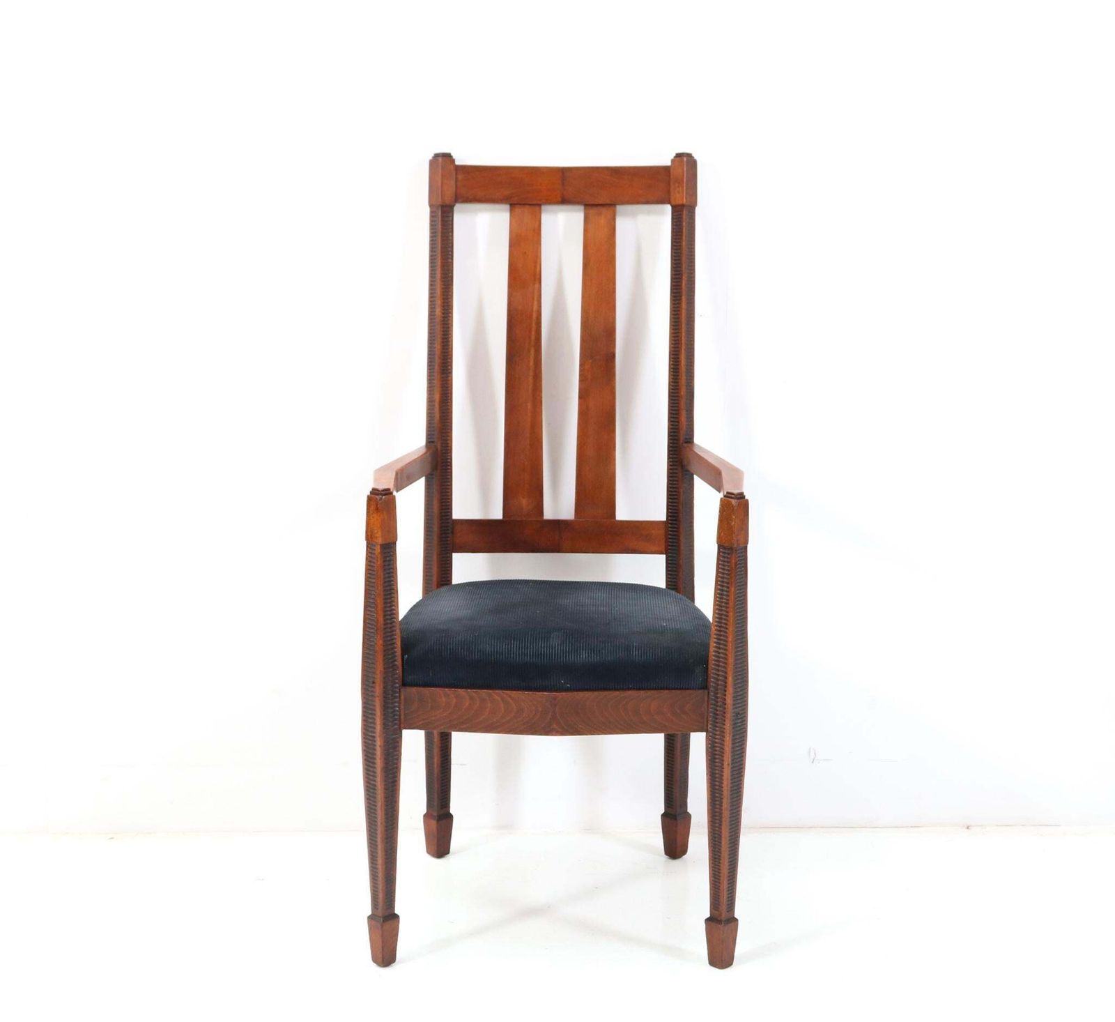 Set Of Six Art Deco Amsterdamse School High Back Dining Room Chairs, 1920s photo Furniture