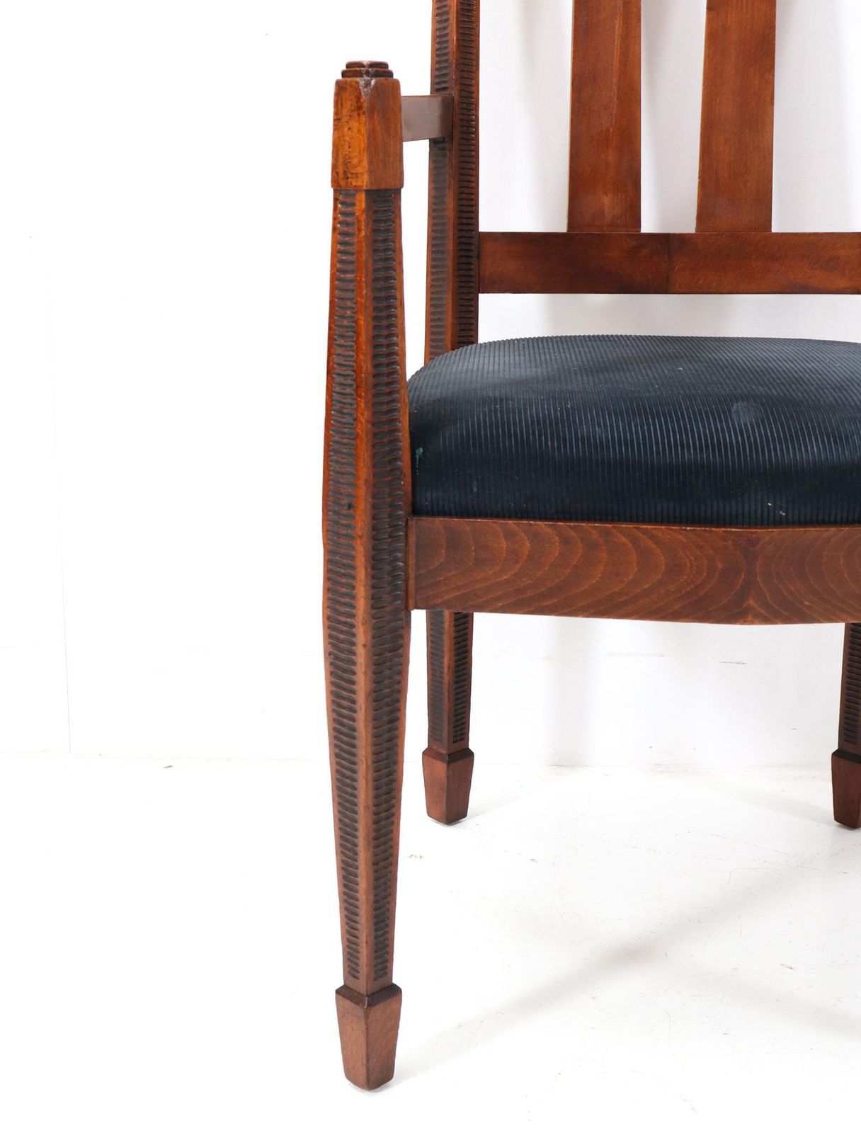 Set Of Six Art Deco Amsterdamse School High Back Dining Room Chairs, 1920s photo vinterior