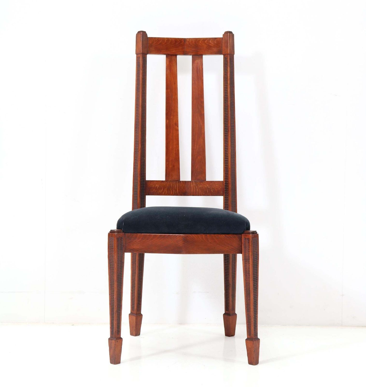 photo for sale Set Of Six Art Deco Amsterdamse School High Back Dining Room Chairs, 1920s