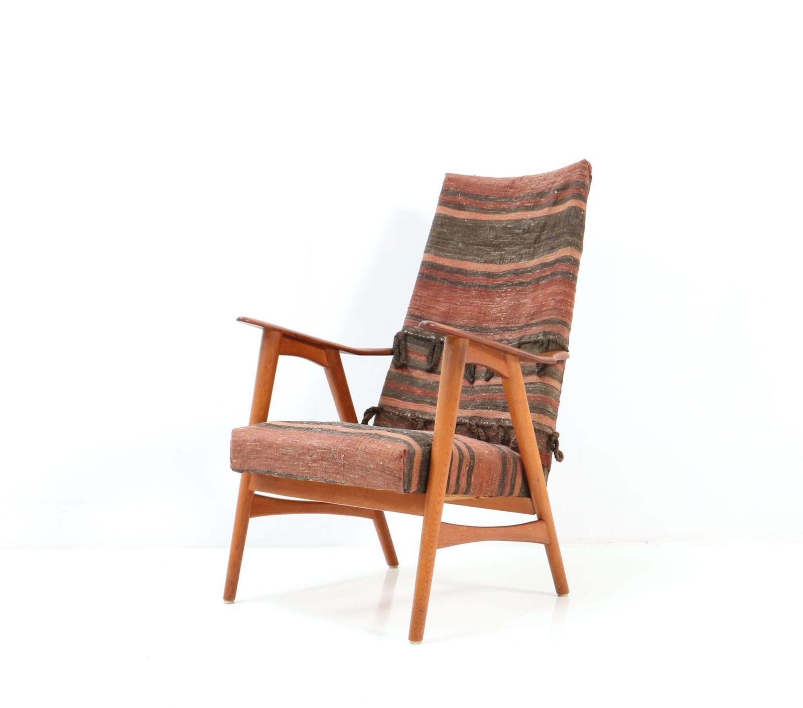 Teak Mid Century Modern Lounge Chair With Kilim Upholstery, 1960s photo furniture