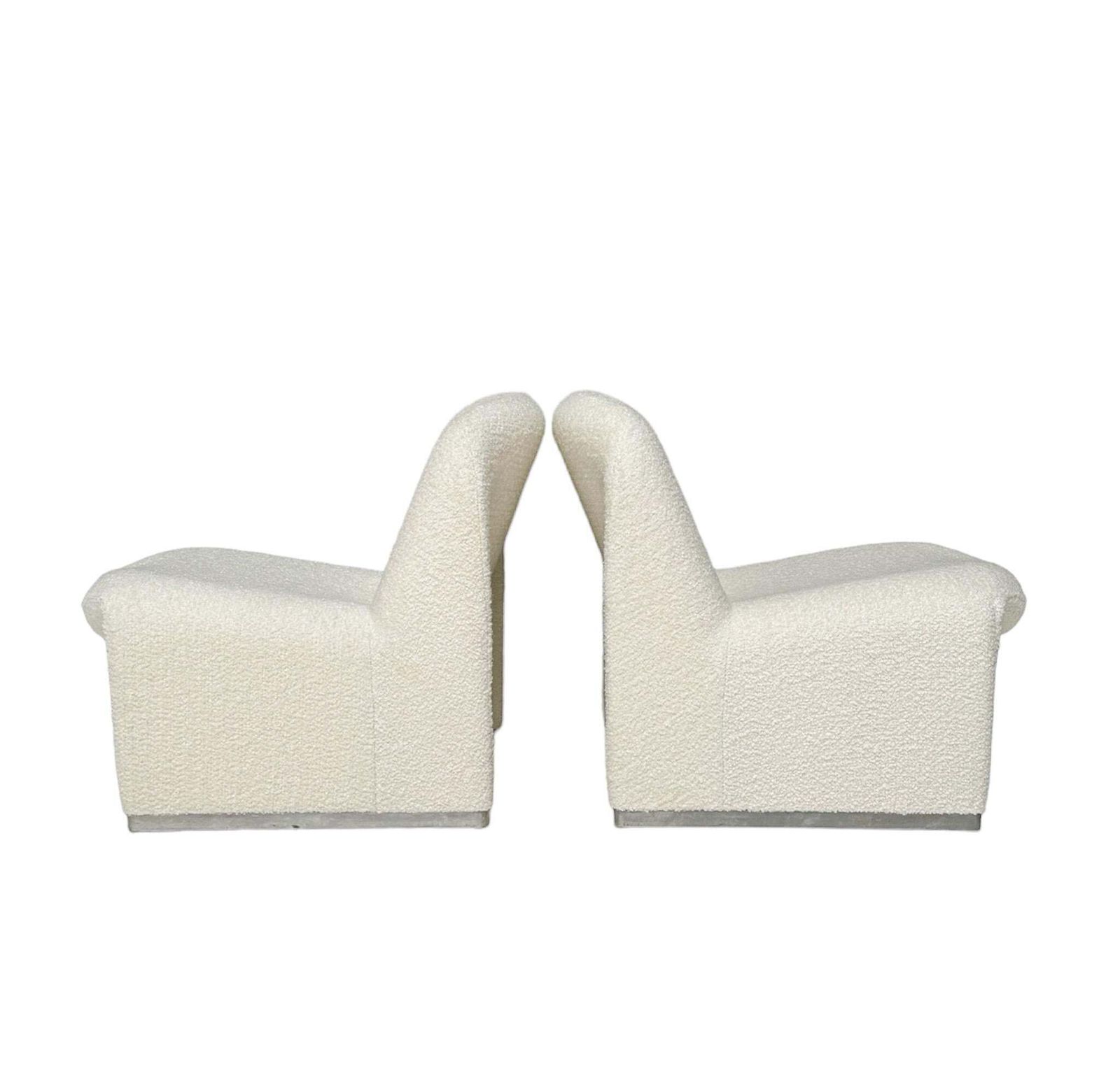 Giancarlo Piretti Two Mid Century Modern Alky Lounge Chairs In Bouclé, 1970s photo 3335.0