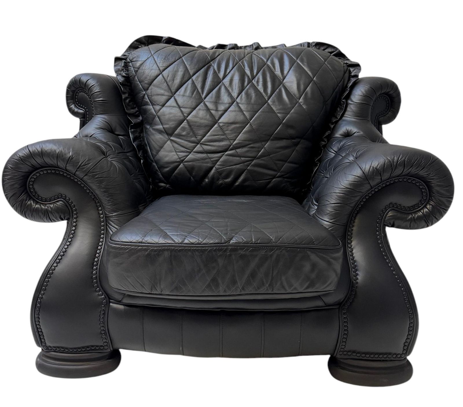 photo furniture Two Extra Large Mid Century Modern Chesterfield Style Lounge Chairs, 1980s