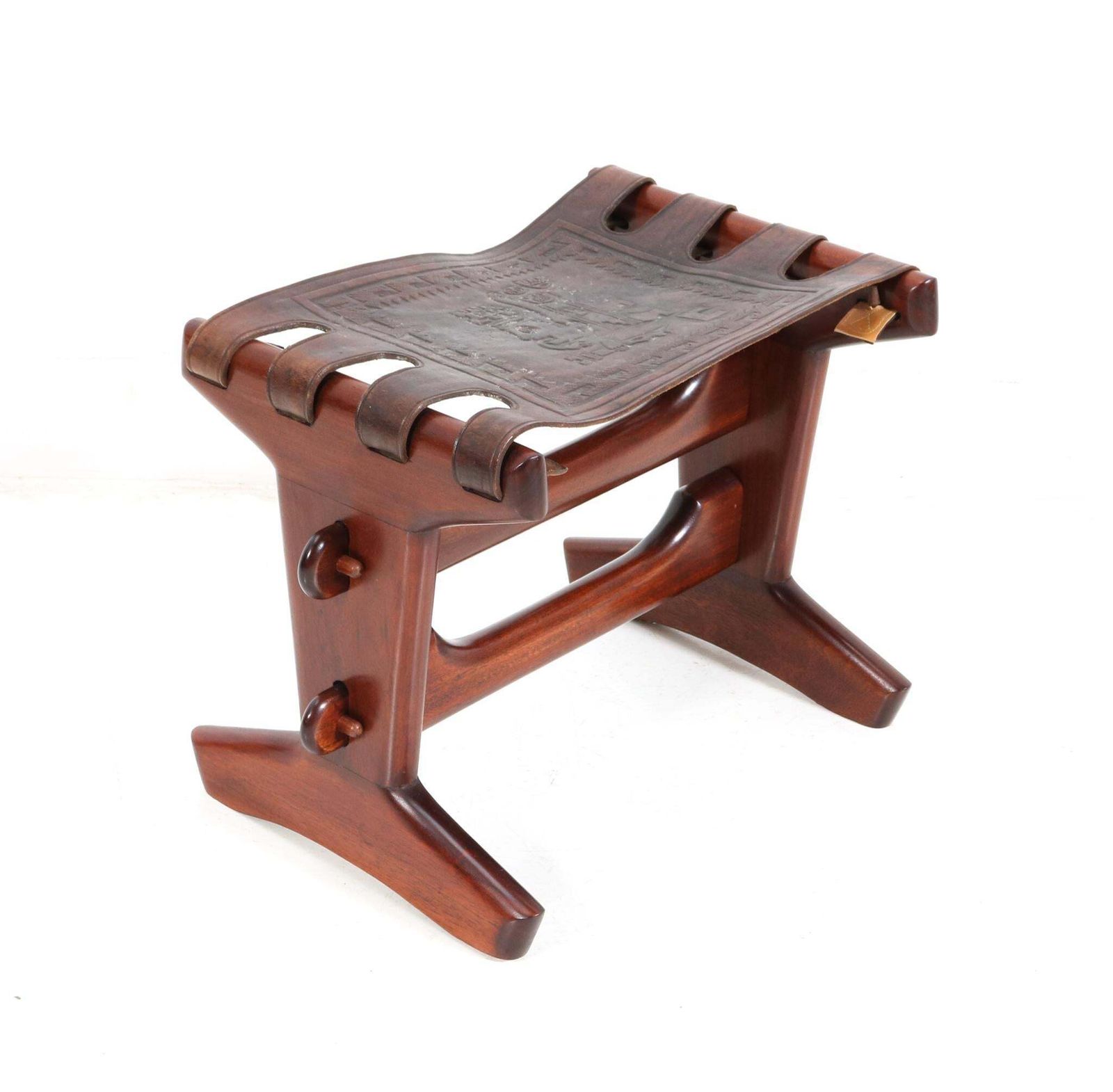Walnut Mid Century Modern Stool By Angel Pazmino For Muebles De Estilo, 1960s photo buy