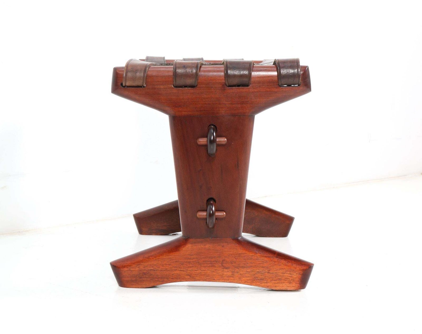 Walnut Mid Century Modern Stool By Angel Pazmino For Muebles De Estilo, 1960s photo vintage