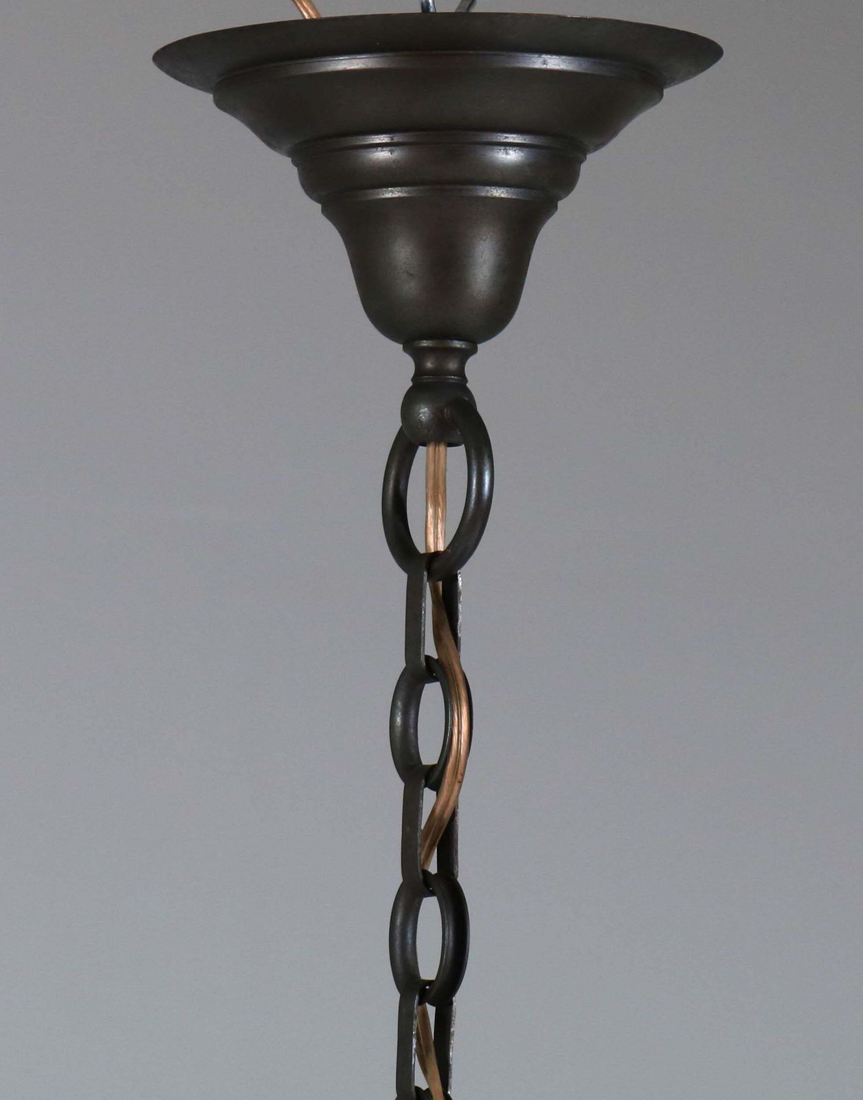 Brass Art Nouveau Lantern Or Pendant Lamp With Petrol Glass Shade, 1900s photo Lighting