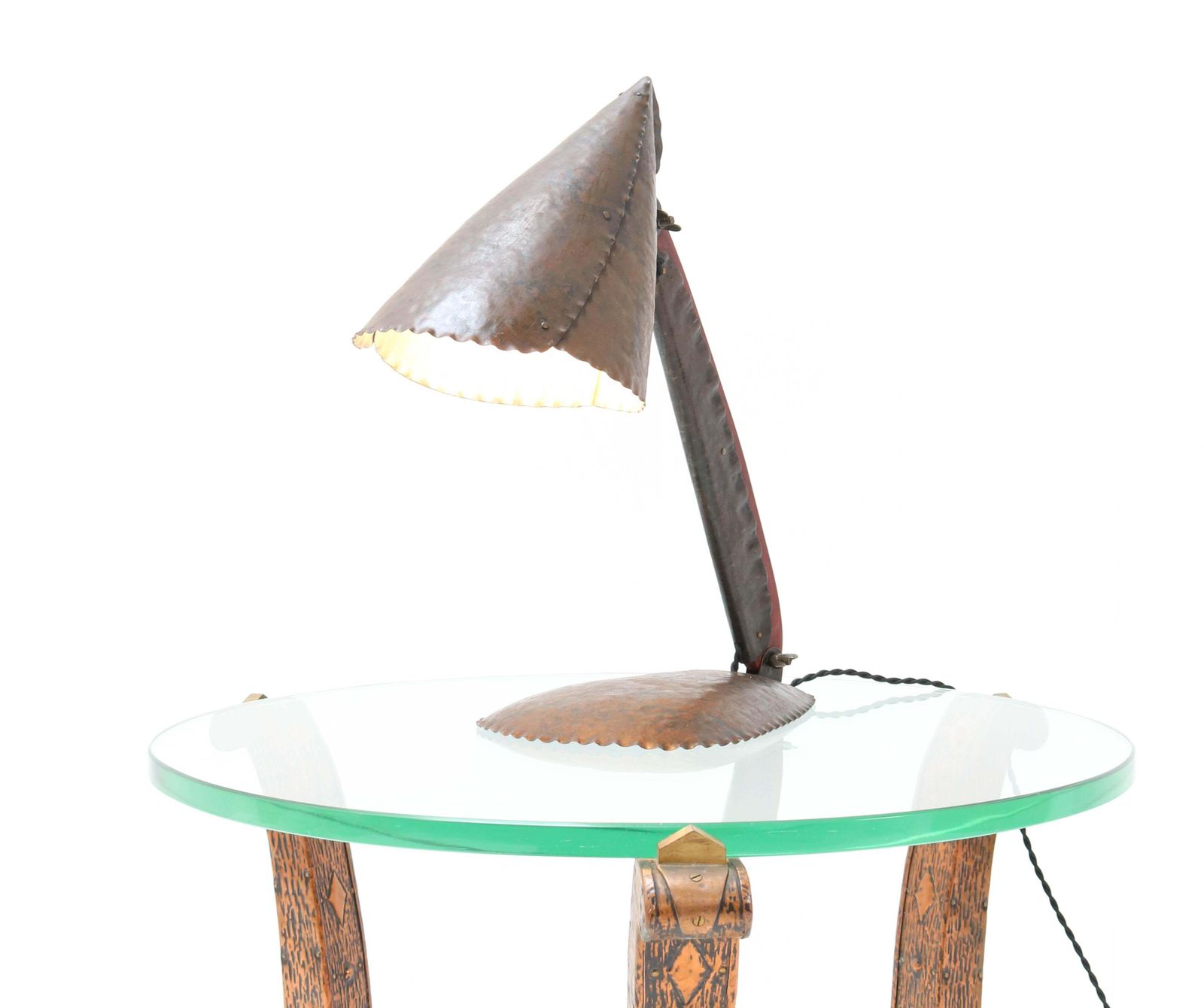 Hammered Metal Art Deco Amsterdam School Table Lamp By Johan Verhey, 1930s photo furniture