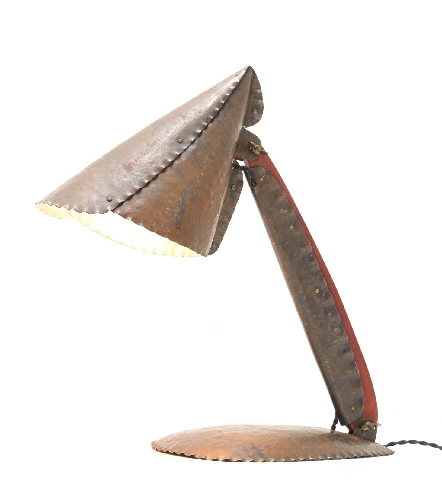 photo furniture Hammered Metal Art Deco Amsterdam School Table Lamp By Johan Verhey, 1930s