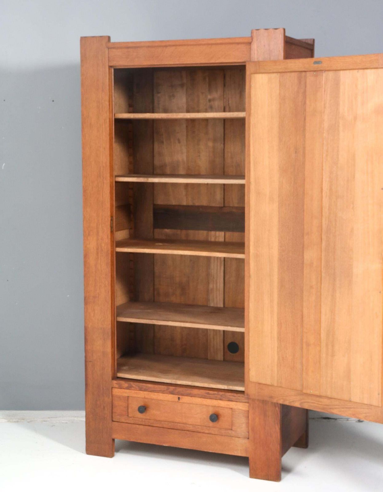 Art Deco Modernist Oak Armoire Or Wardrobe By Hendrik Wouda For Pander, 1924 photo for sale