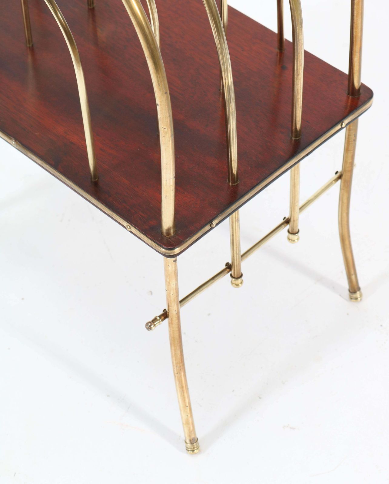 photo furniture French Brass And Mahogany Art Nouveau Magazine Rack, 1900s