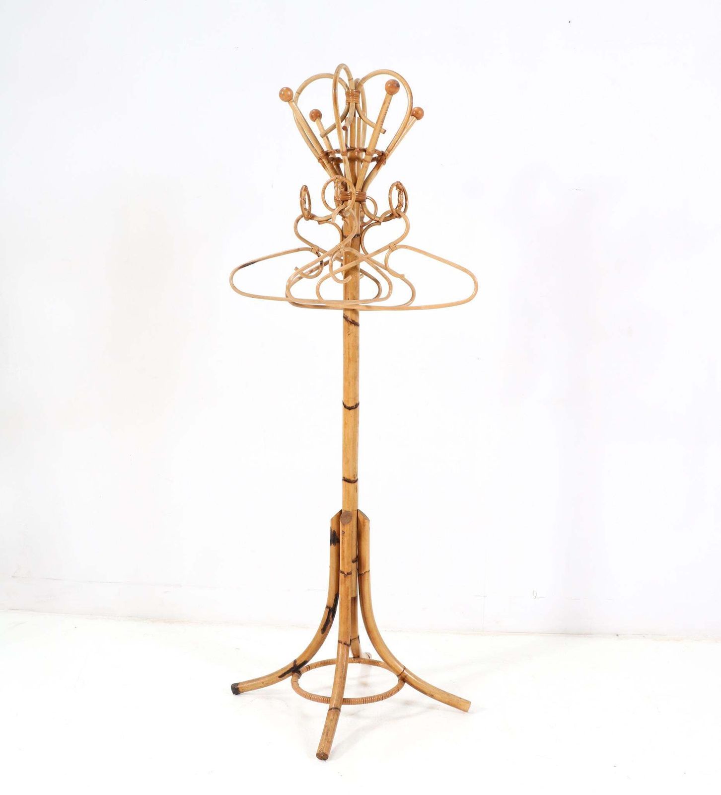 Mid Century Modern Bamboo Coat Rack Franco Albini Style, 1960s photo furniture