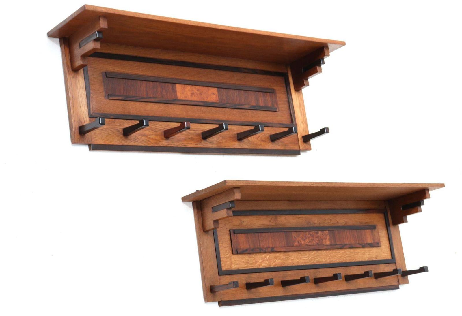 Two Oak Art Deco Modernist Coat Racks By P.E.L. Izeren For De Genneper Molen photo vinterior