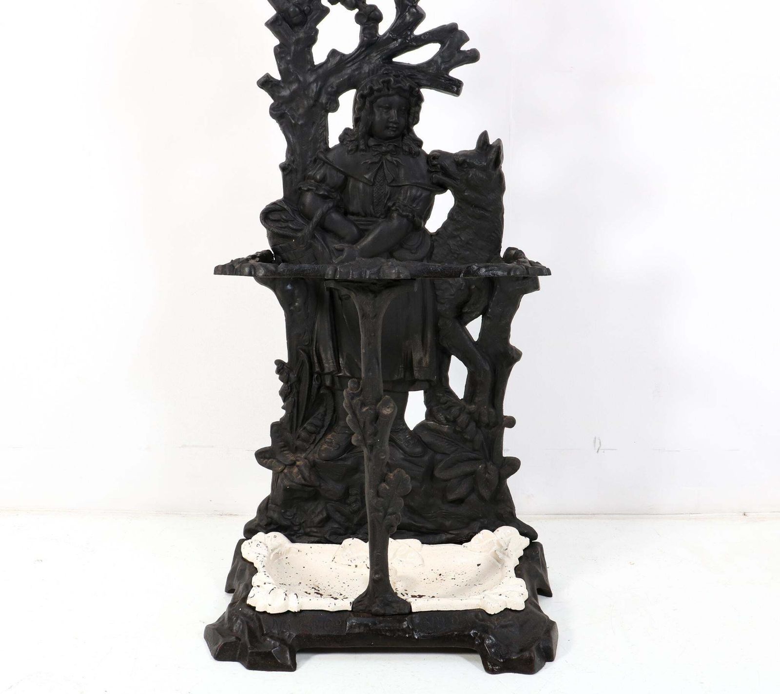 19th Century Cast Iron Red Riding Hood & The Wolf Porte Manteau Or Hall Stand photo vintage