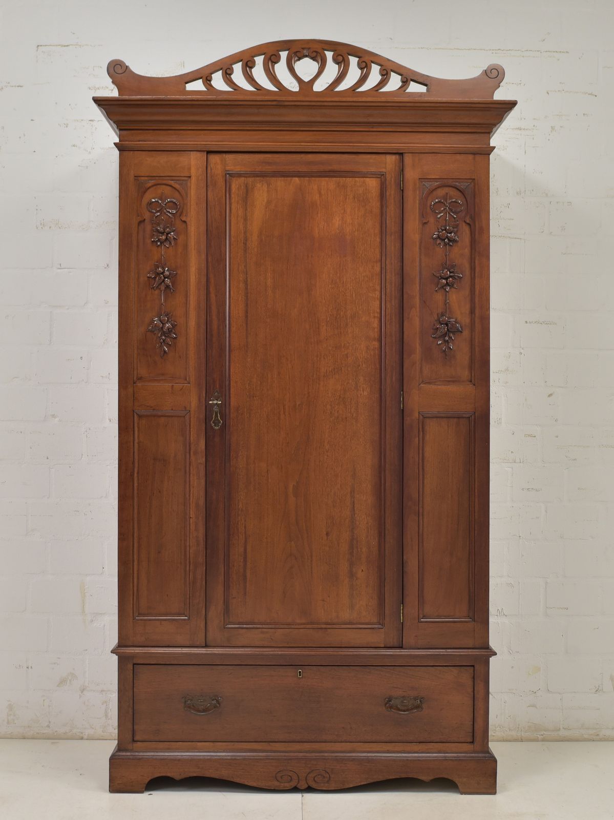 Antique! Single Door Wardrobe Restored Art Nouveau Walnut Hall Cupboard photo furniture