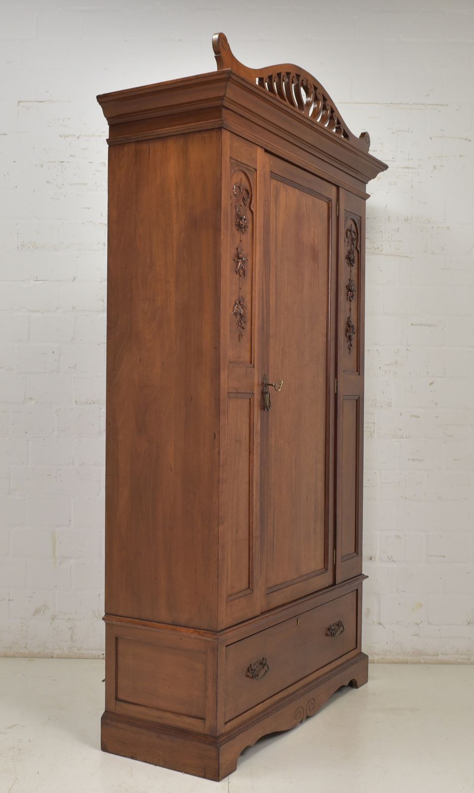 Furniture Antique! Single Door Wardrobe Restored Art Nouveau Walnut Hall Cupboard photo