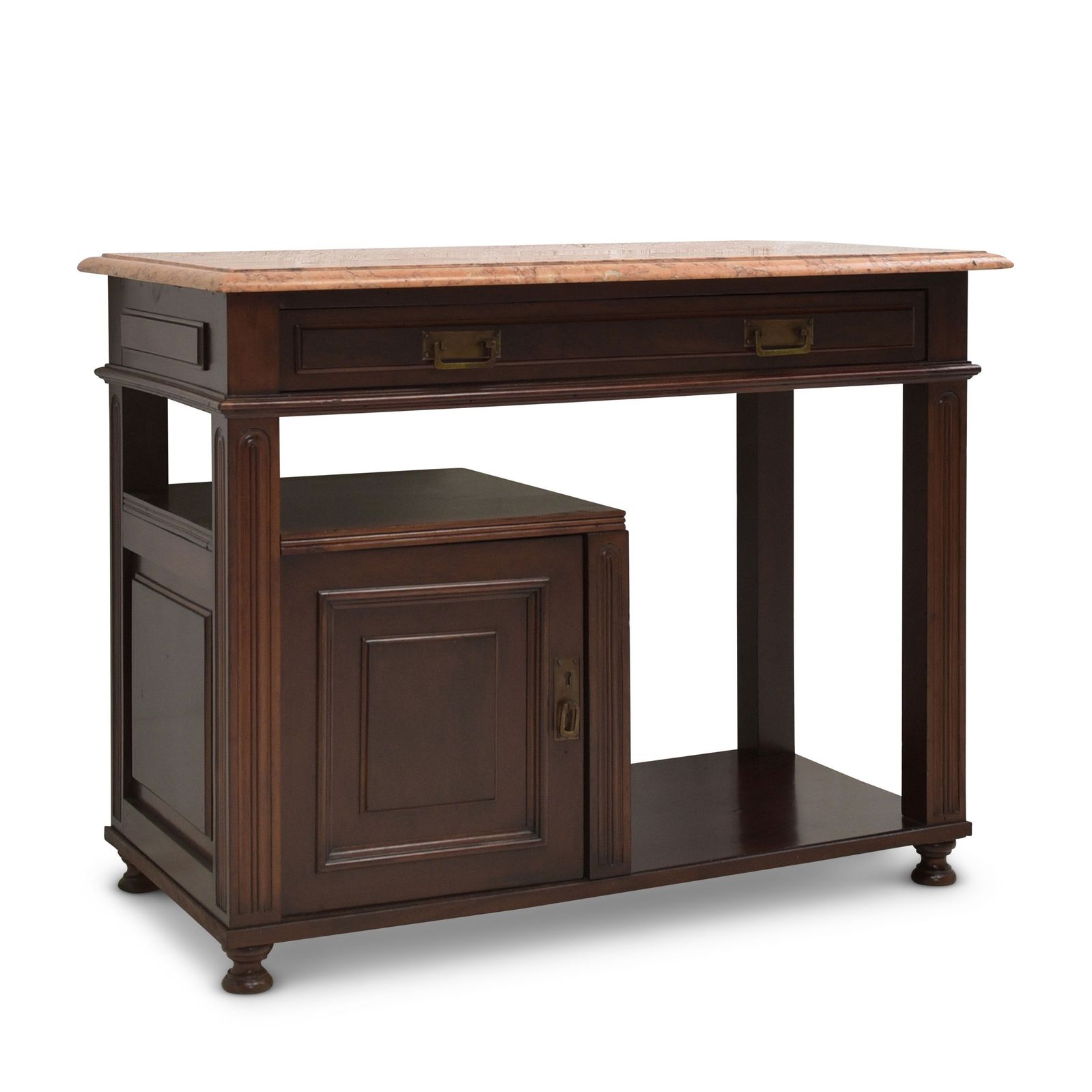 Antique! Side Table / Bedside Table Restored Art Deco Mahogany Chest Of Drawers