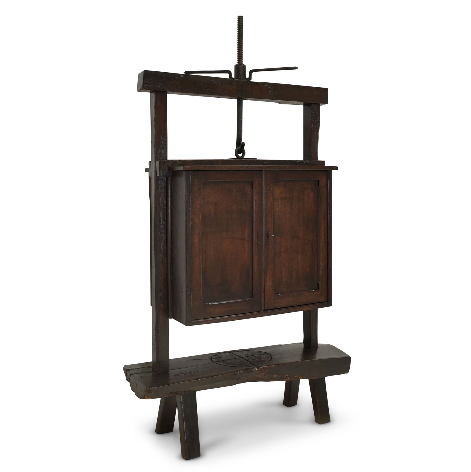Antique! Screw Press Cabinet Restored Oak Dresser Vertiko Bar Cabinet