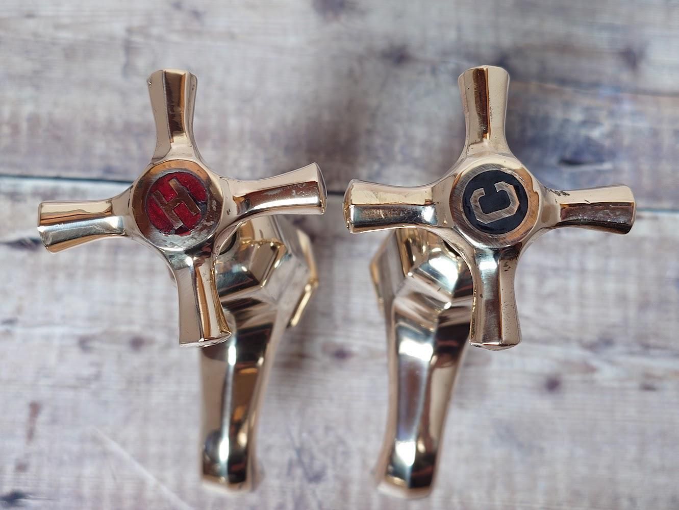 photo furniture Original Art Deco Basin Taps, Polished Brass Taps, Antique Sink Faucets, Antique Bathroom Sink Taps, Overhauled And Ready To Fit