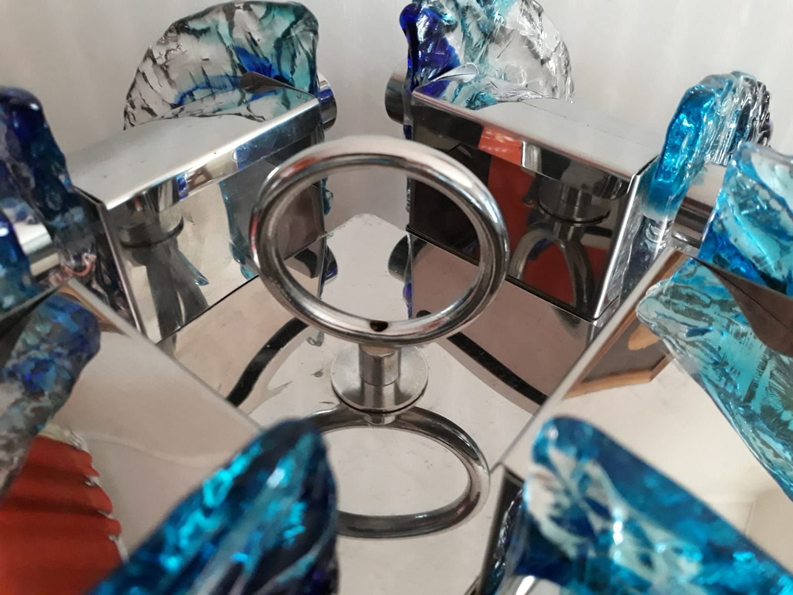 Vintage Blue Chandelier From Mazzega, 1970s photo 1284.0