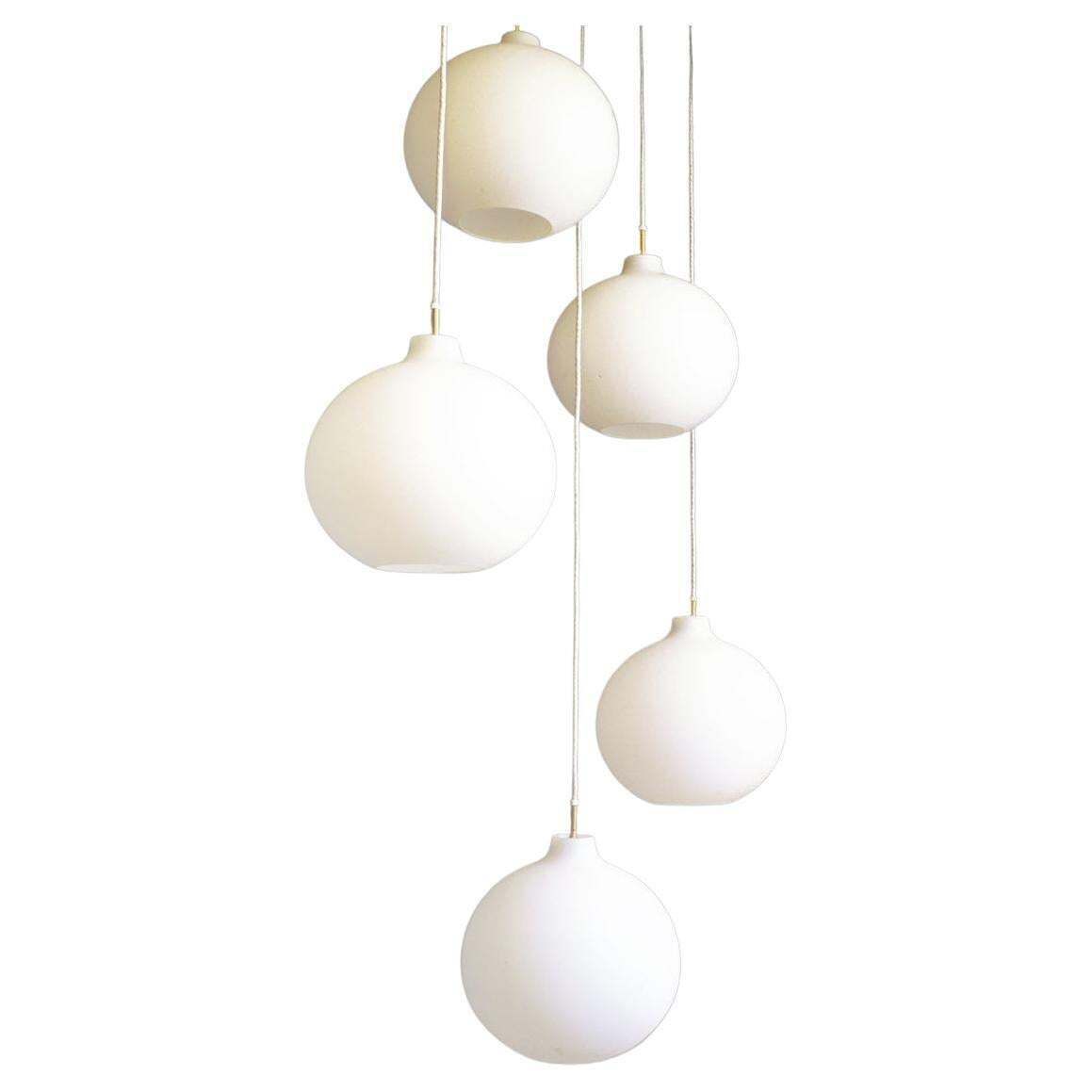 1970s Louis Poulsen Satellite Pendant Lamp Opaline Glass By Vilhelm Wohlert