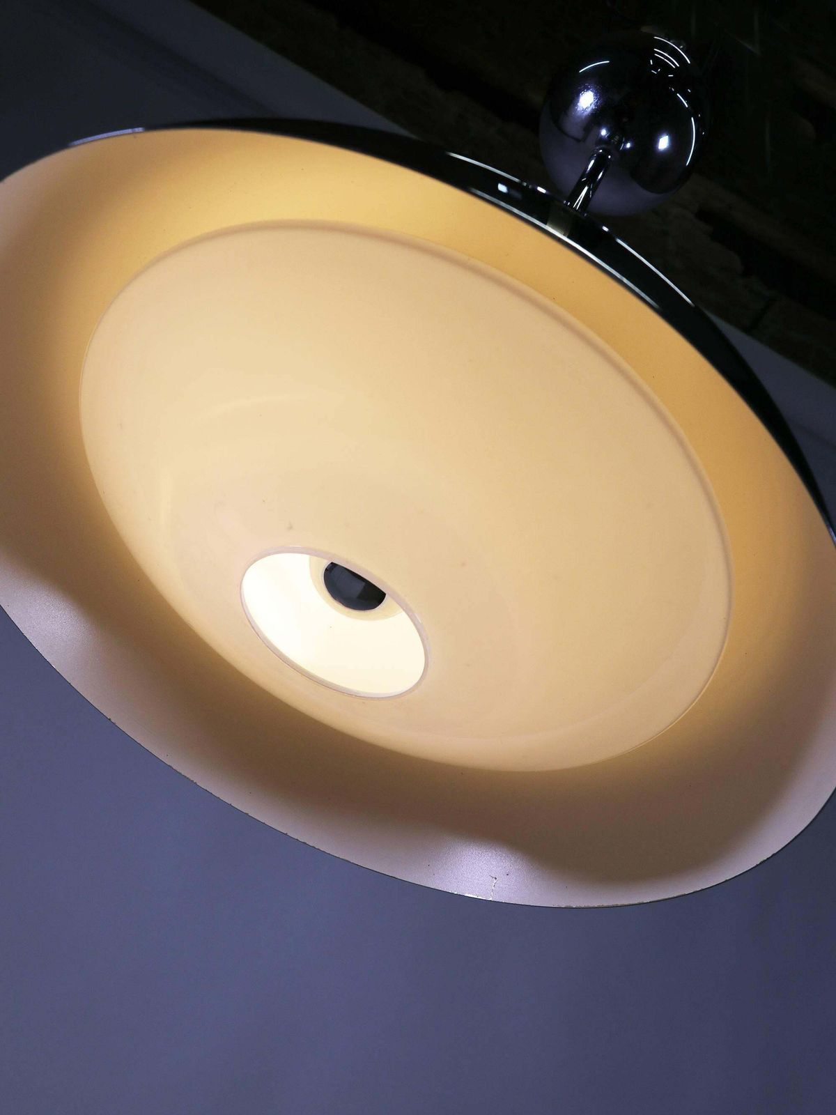 1970 Germany Limburg 'Dome' Pendant Light Glass & Chrome photo for sale