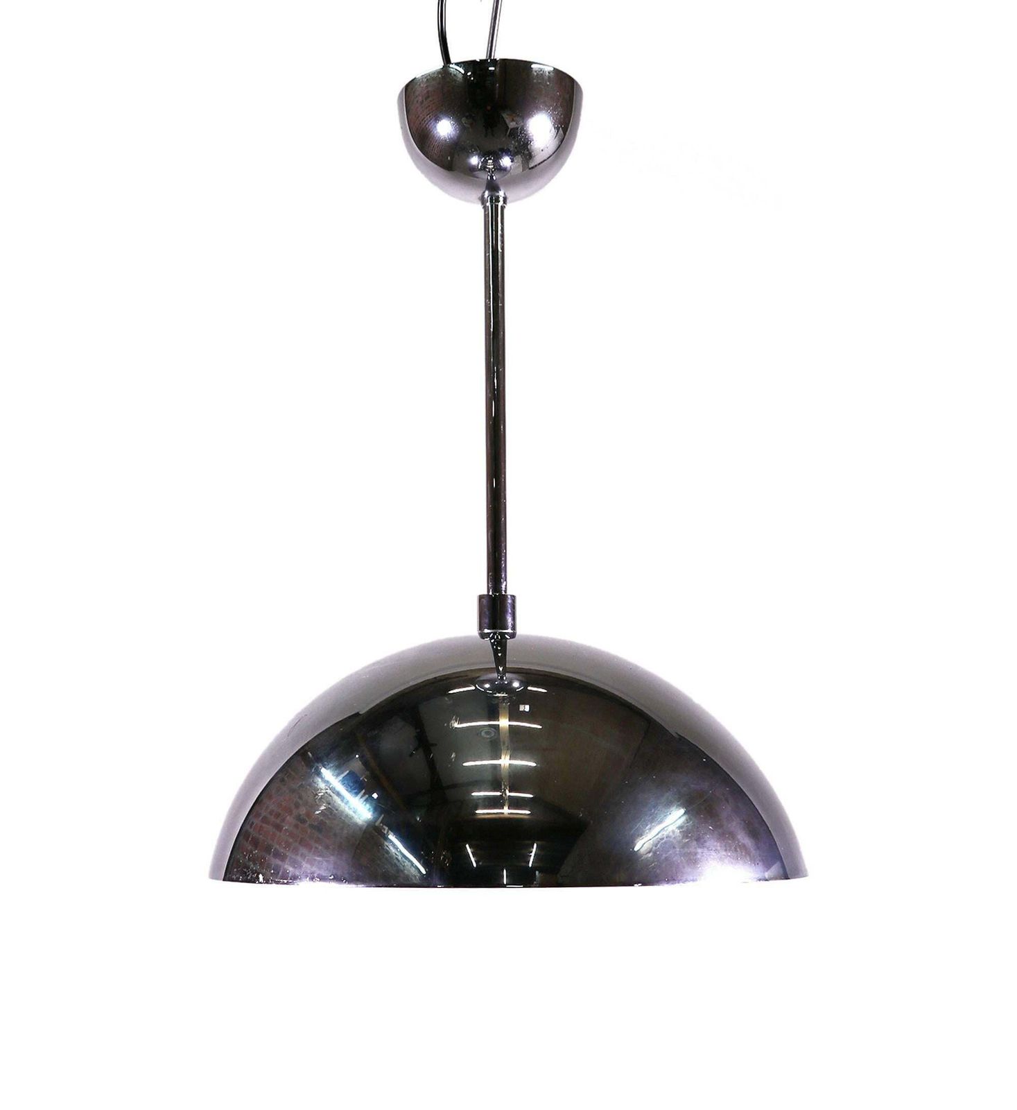 1970 Germany Limburg 'Dome' Pendant Light Glass & Chrome photo Lighting