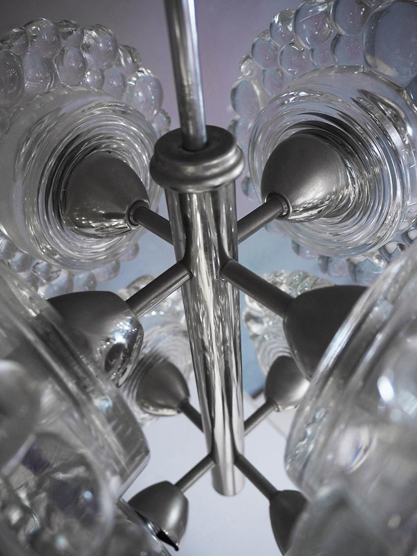 photo for sale 1960 Germany Peill & Putzler Sputnik Water Drop Chandelier Murano Glass & Chrome