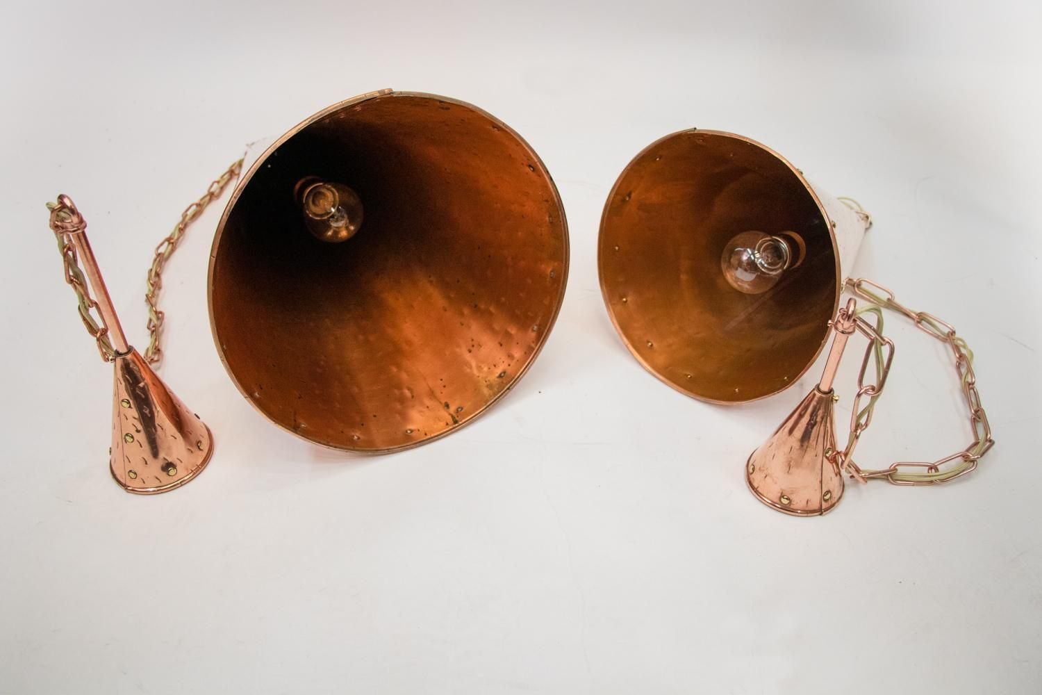 photo furniture Pair Of Danish Hammered Copper Cone Pendant Lamps By E.S Horn Aalestrup, 1950s