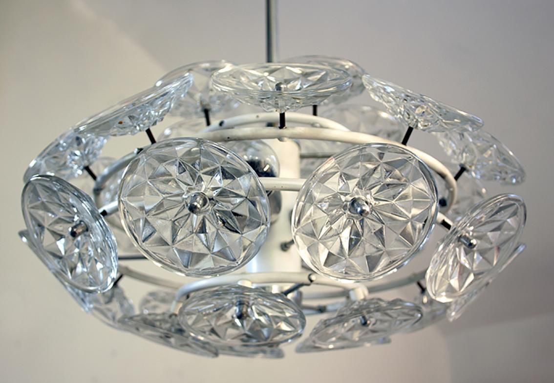 Orbit Sputnik Chandelier Glass & Chrome By Veb Lighting Hellerau, Germany 1960s photo Lighting