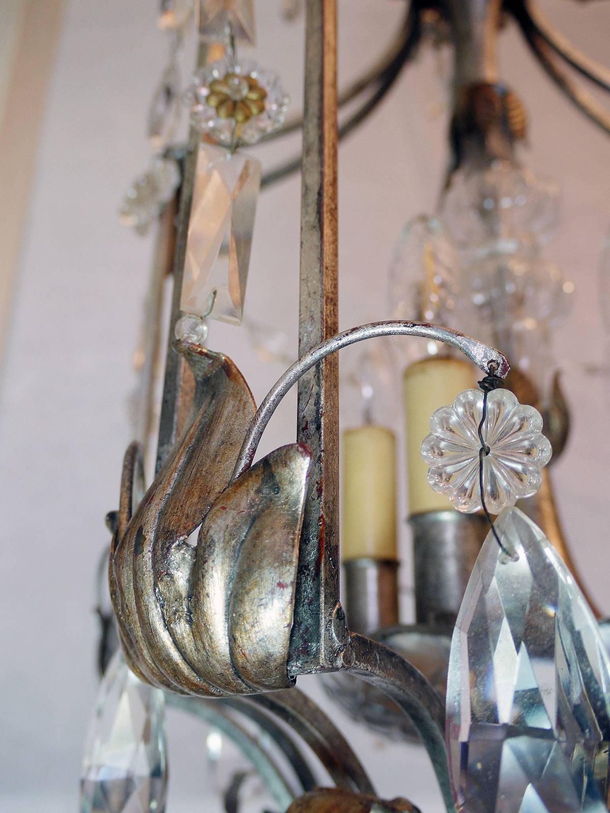 Florentine Chandelier Crystal And Wrought Iron Lantern By Bf Art, Italy photo buy