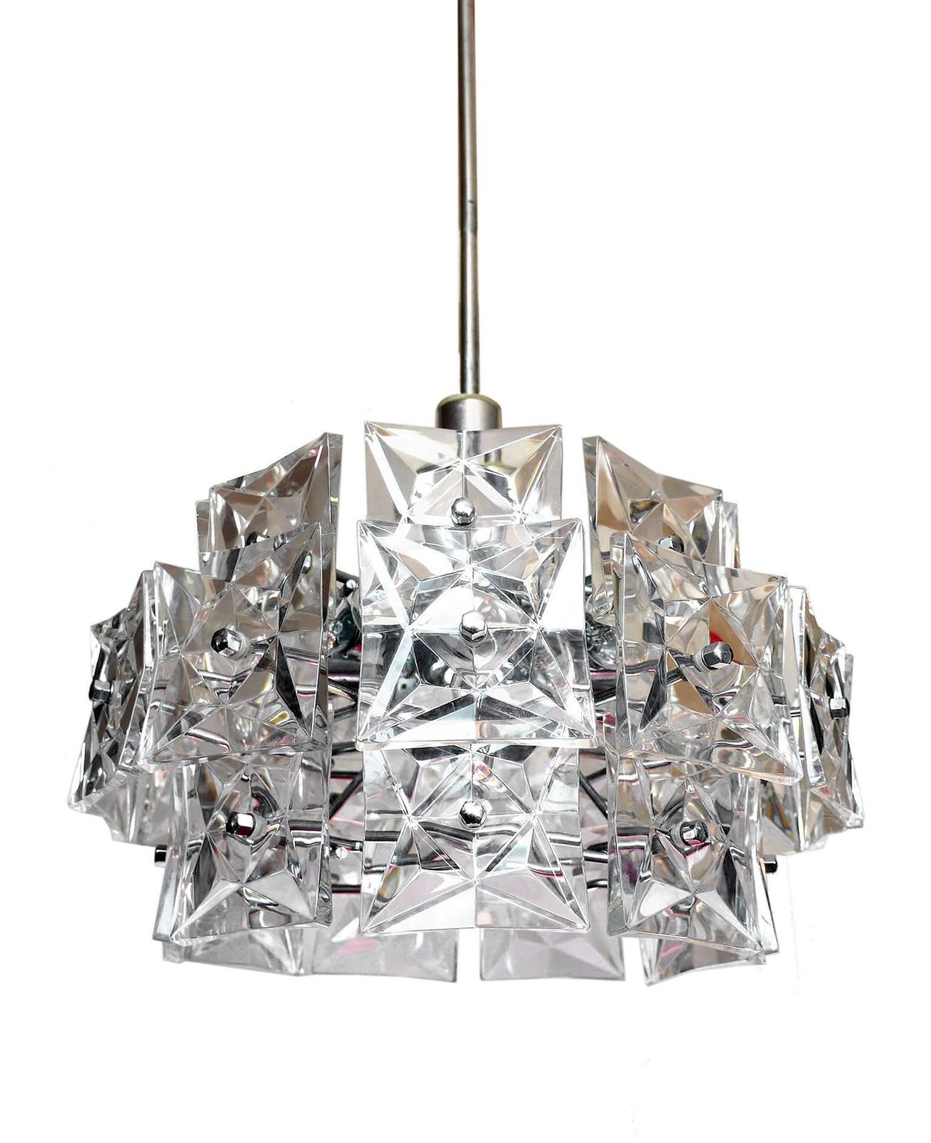 Design Chandelier Crystal & Chrome By Kinkeldey, Germany, 1960s photo buy