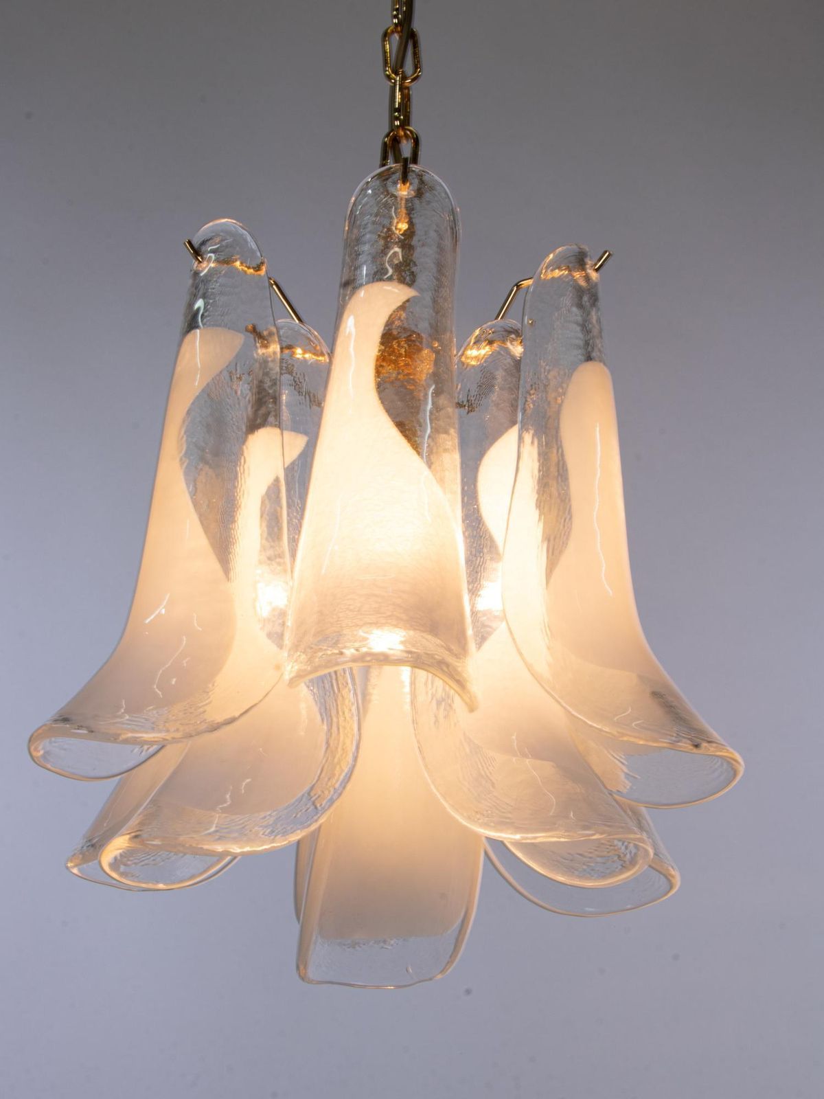 Vintage Novaresi Murano Glass Petals Gold Plated Chandelier photo 2203.0