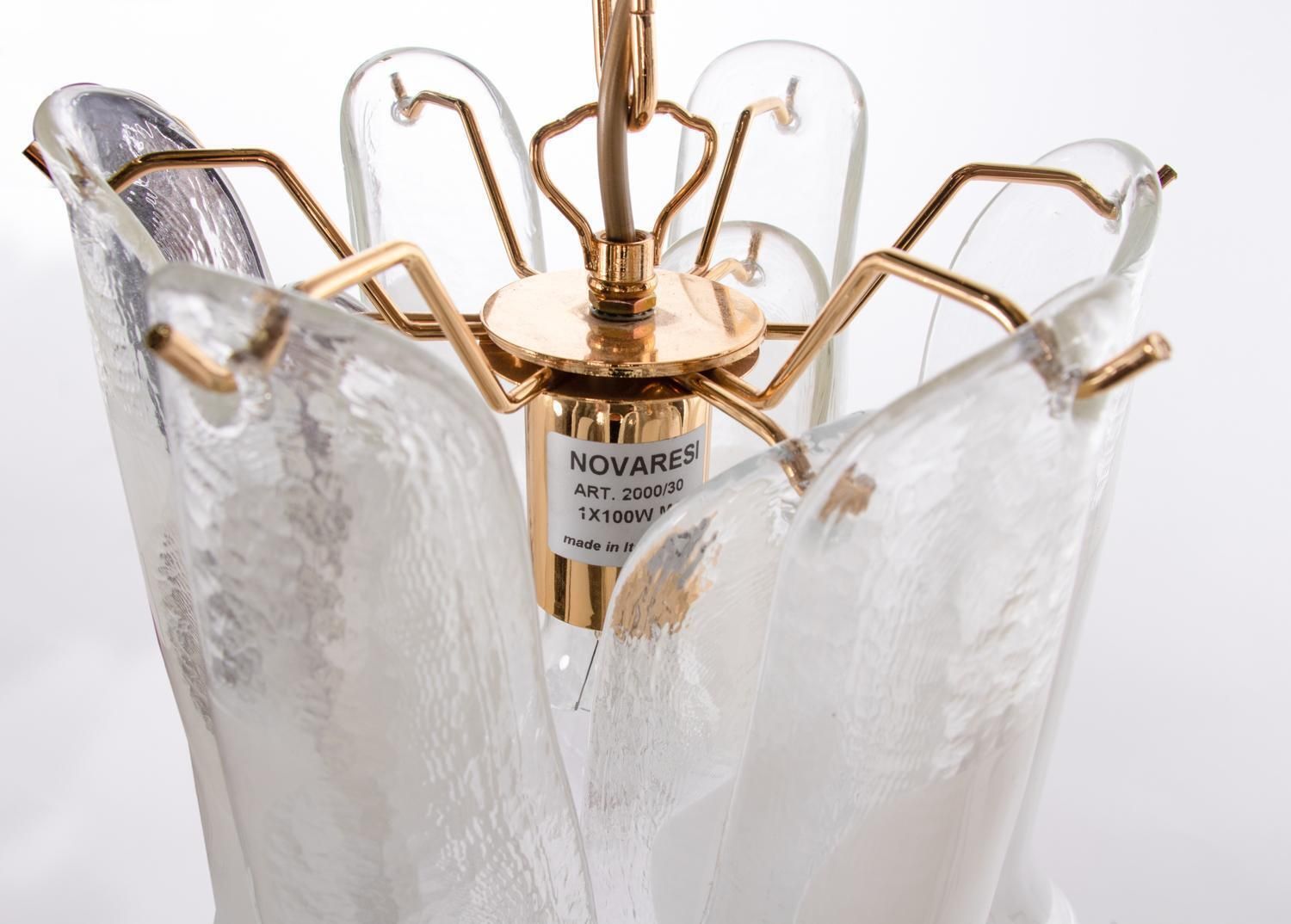 Vintage Novaresi Murano Glass Petals Gold Plated Chandelier photo vinterior
